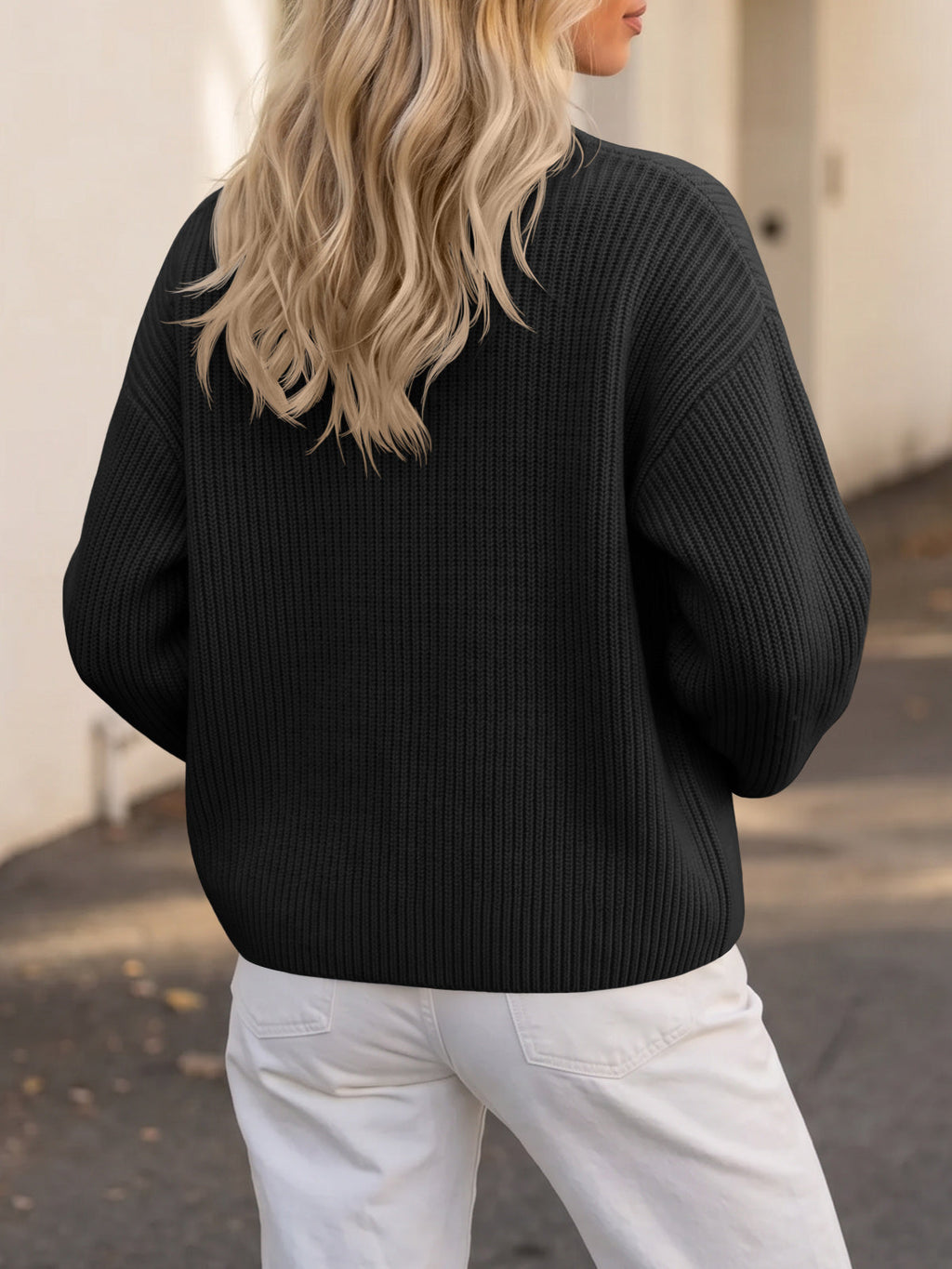 usvara Women Zip Up Chunky Knit Sweater