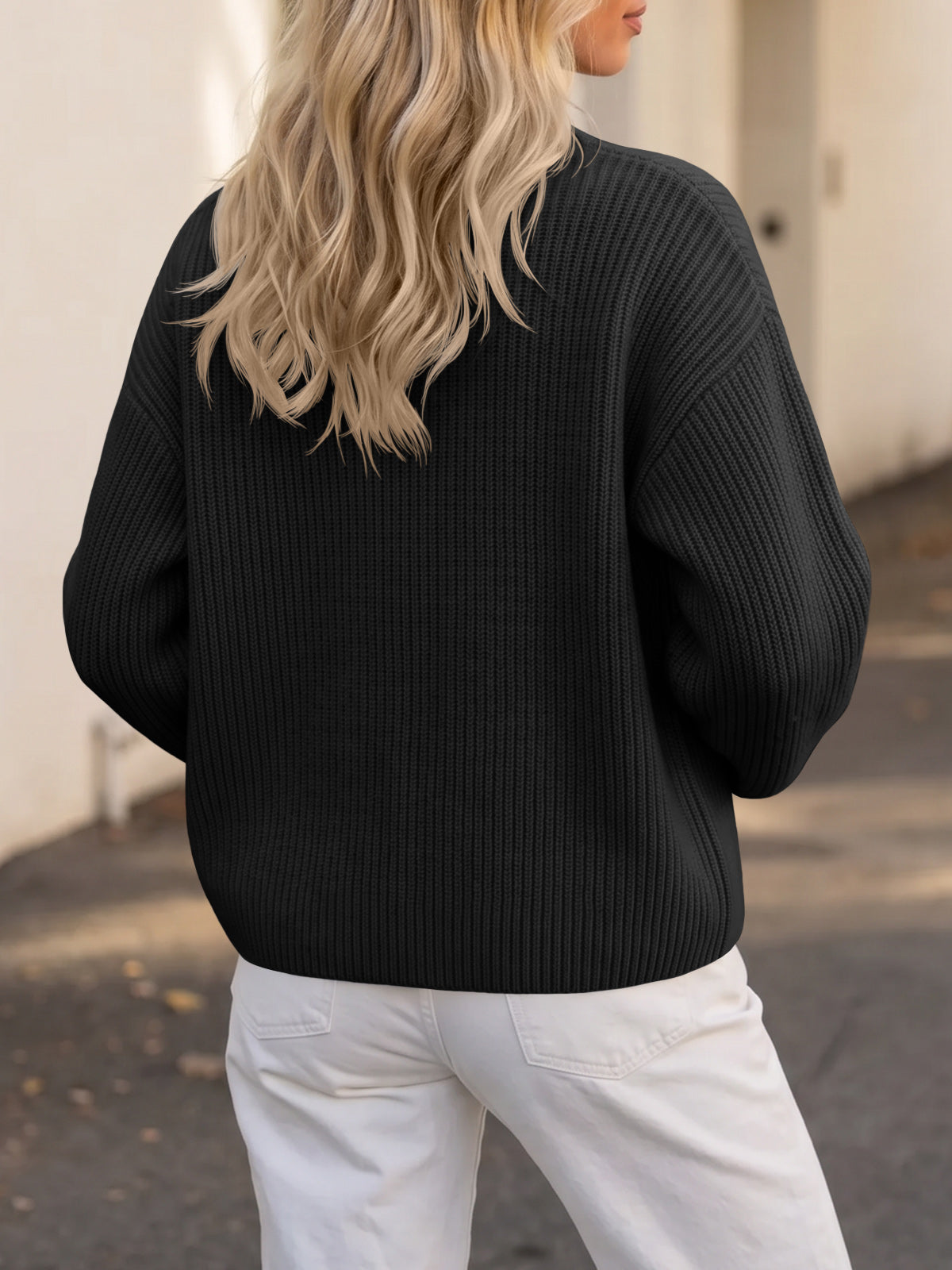 usvara Women Zip Up Chunky Knit Sweater