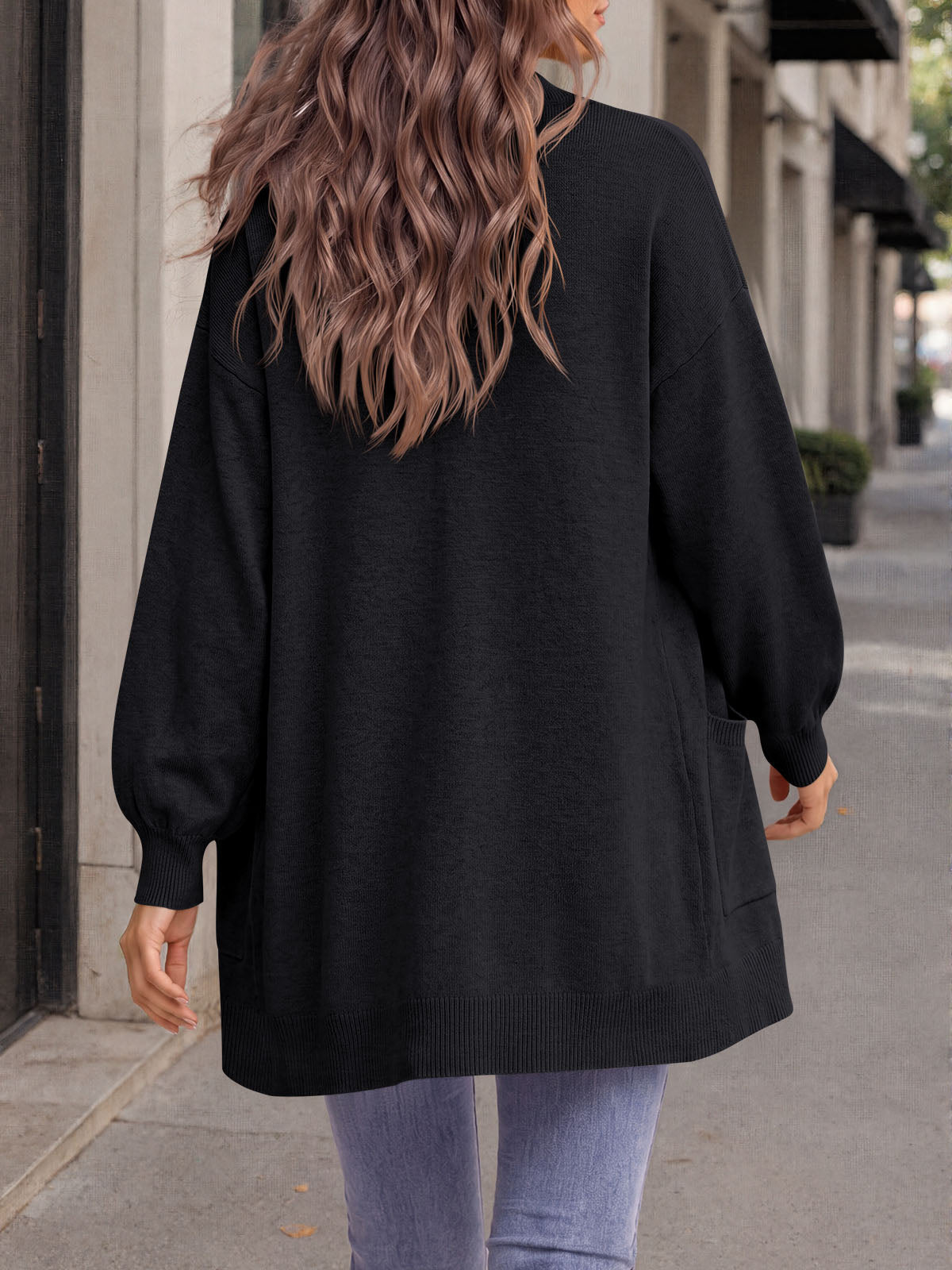 usvara Womens Oversized V Neck  Cardigan