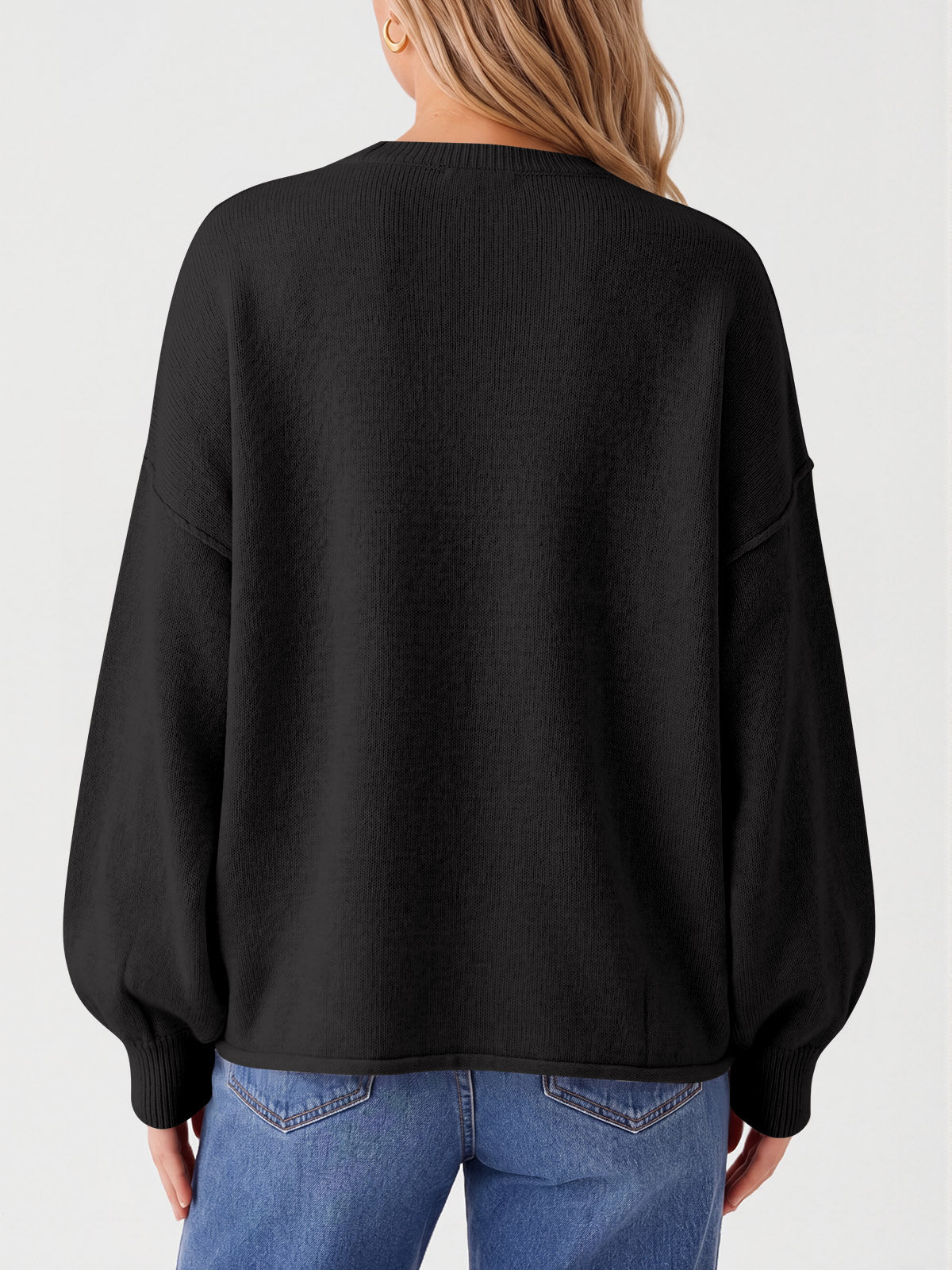 usvara Womens Oversized Crewneck Knit Pullover Tops