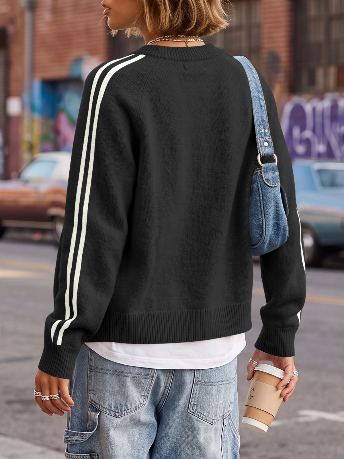 usvara Womens Zip Up Crew Neck Cardigan
