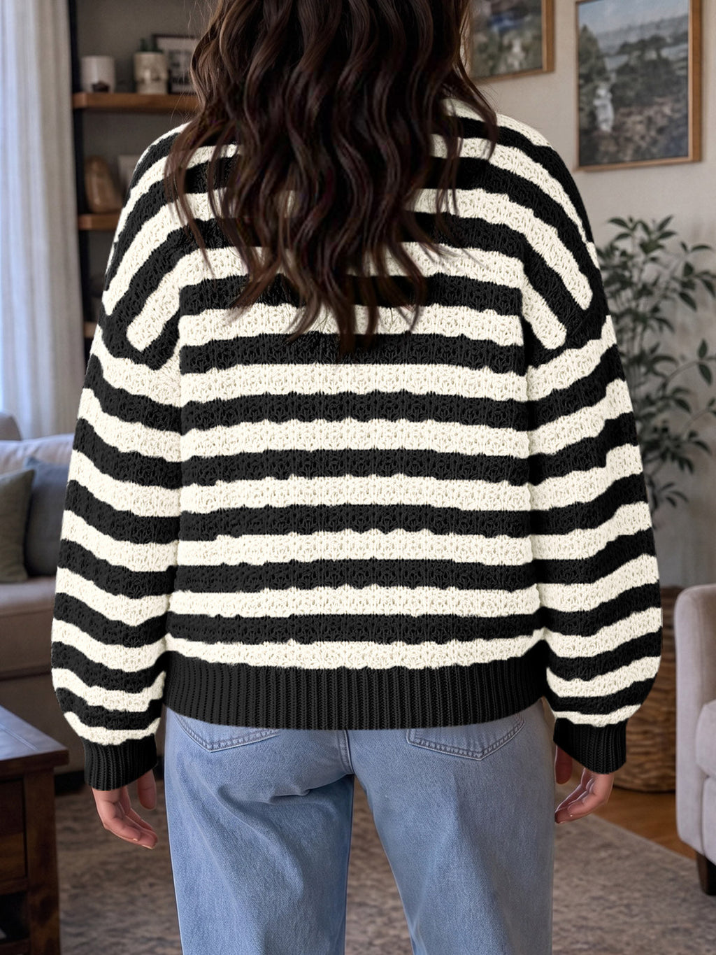 usvara Womens Striped Color Block Sweater