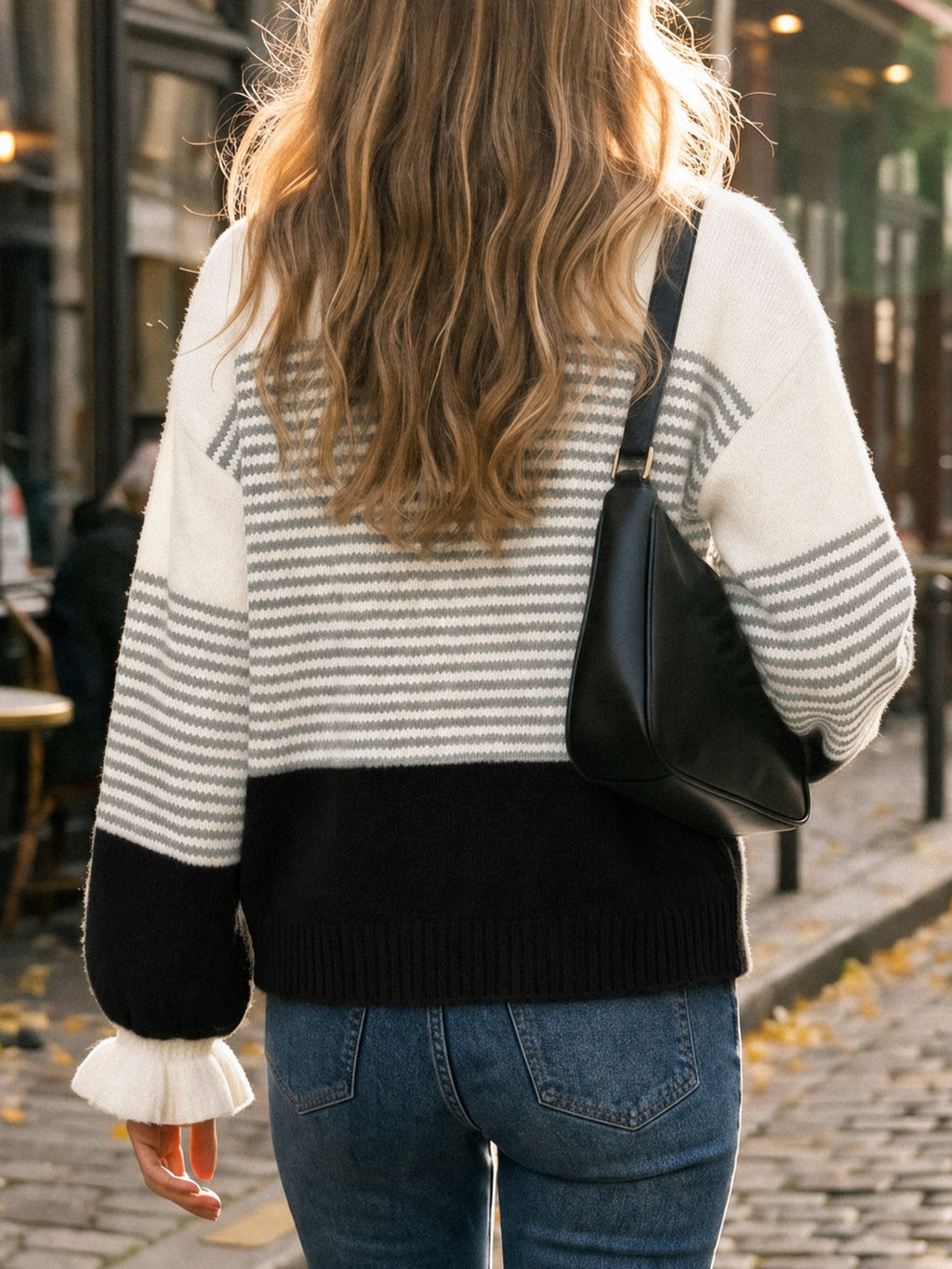 usvara Women Ruffle Sleeve Sweater