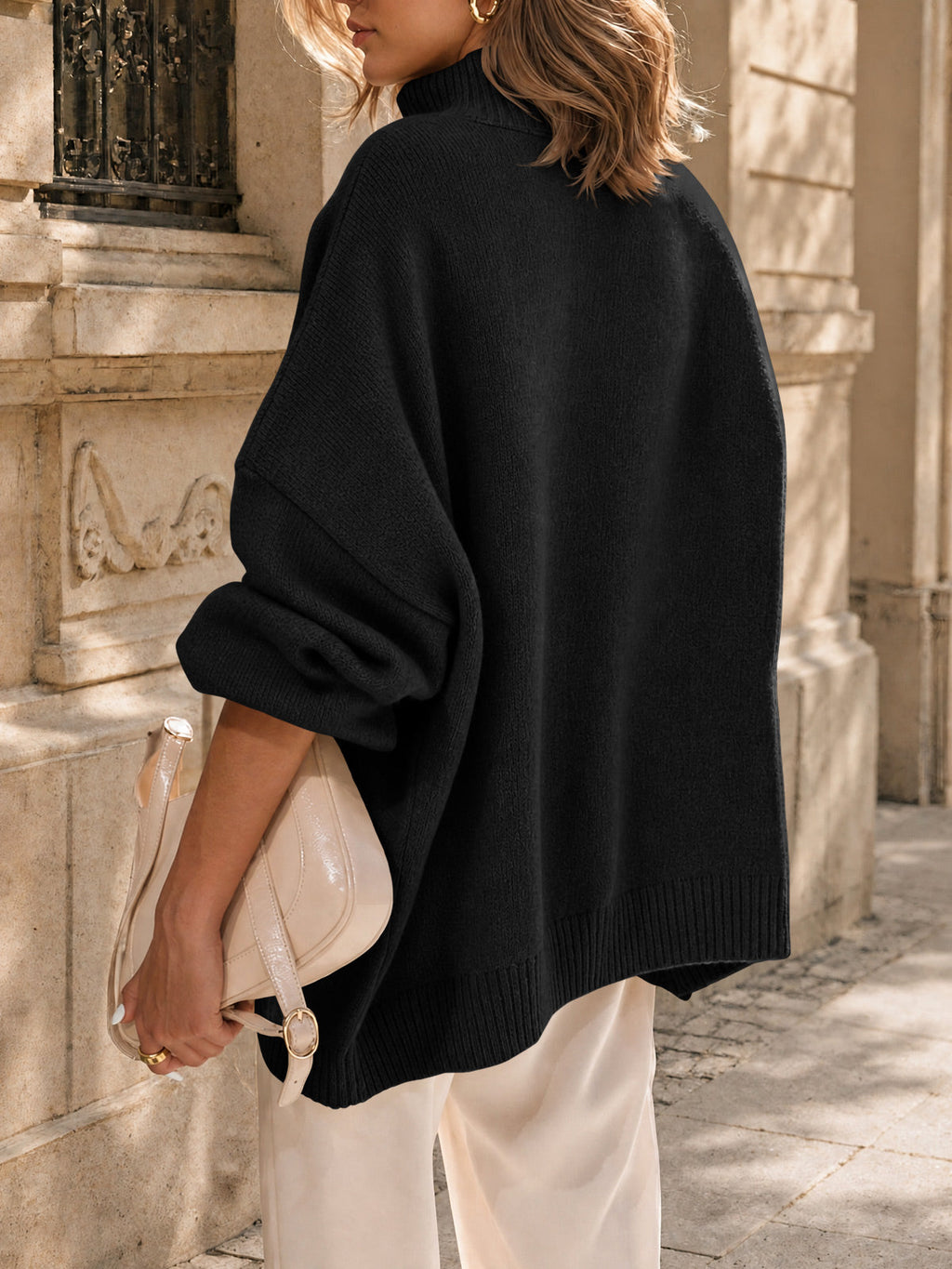 usvara Womens Mock Neck Oversized Sweater
