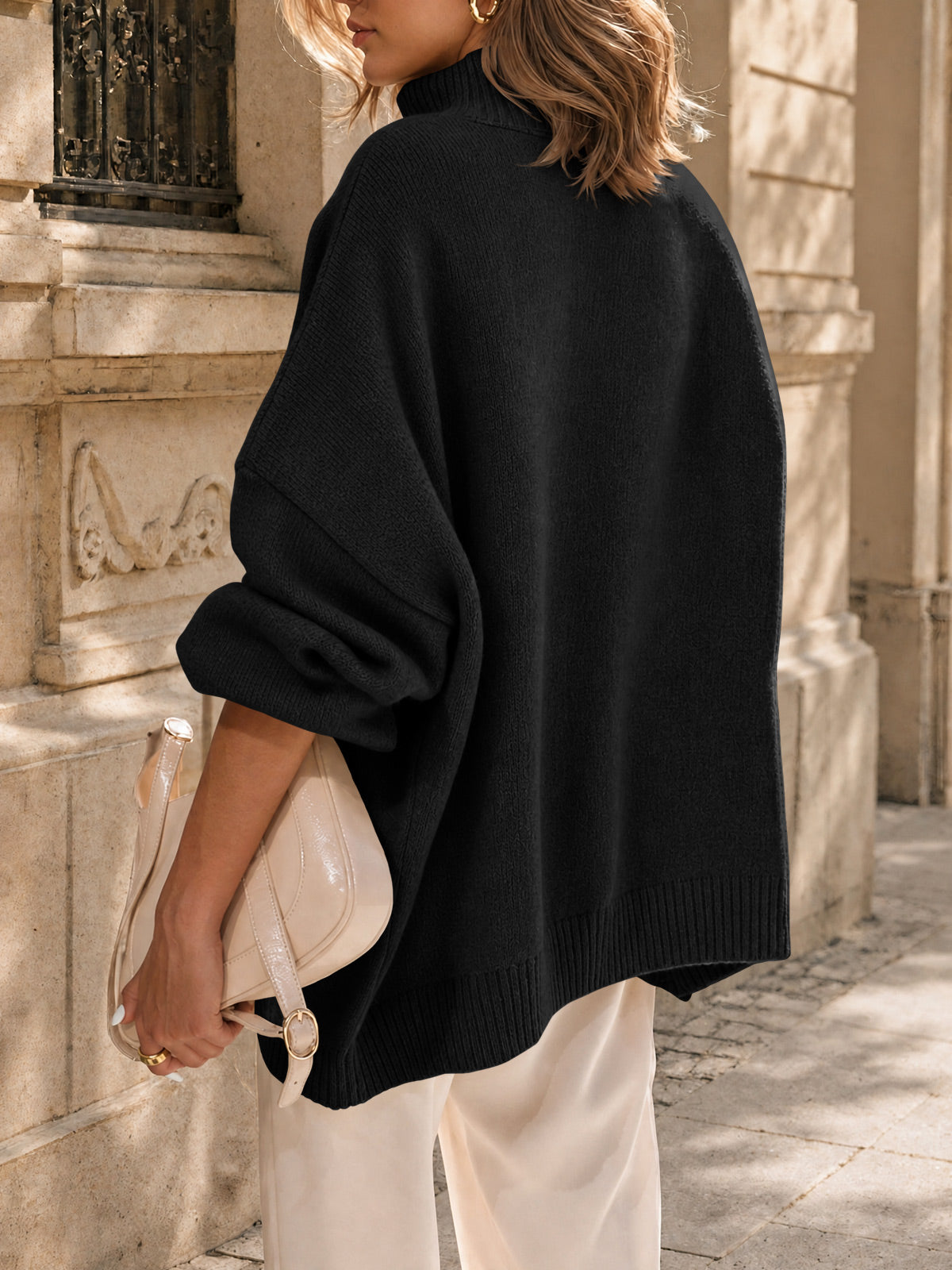 usvara Womens Mock Neck Oversized Sweater