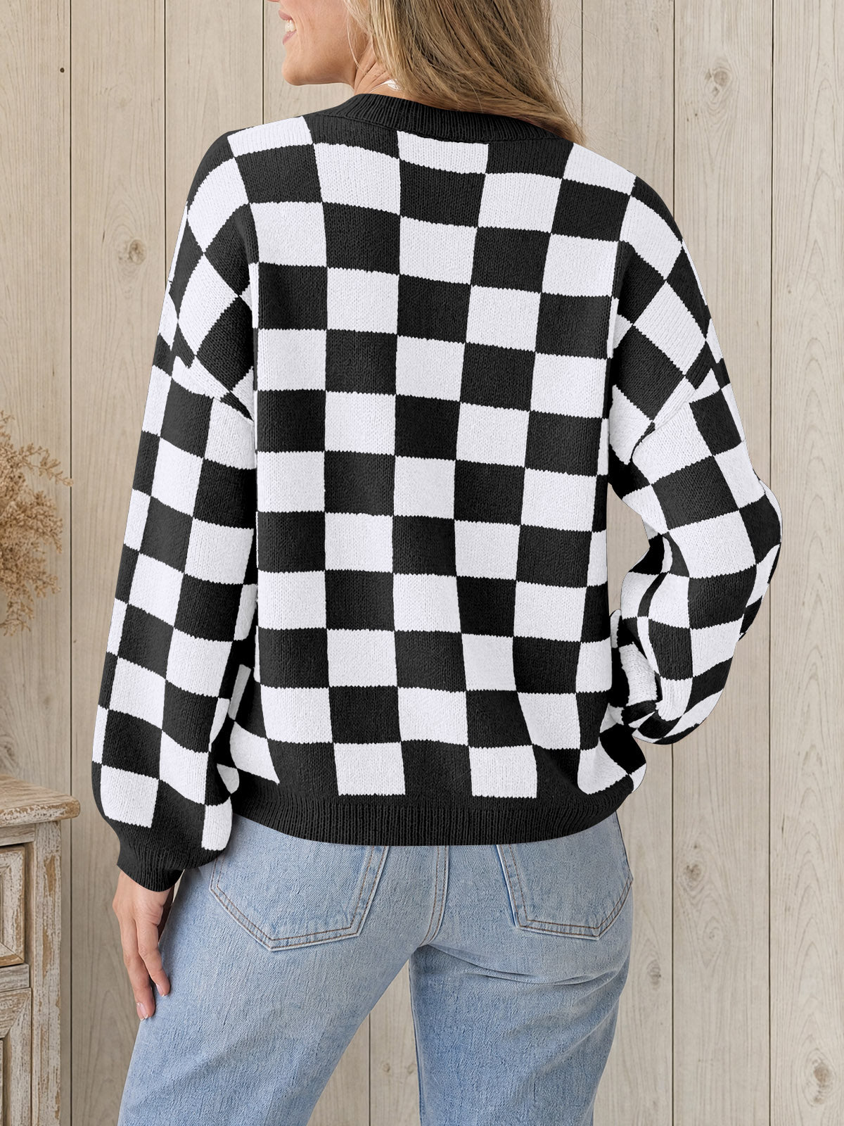 usvara Womens Checkered Fuzzy Sweaters
