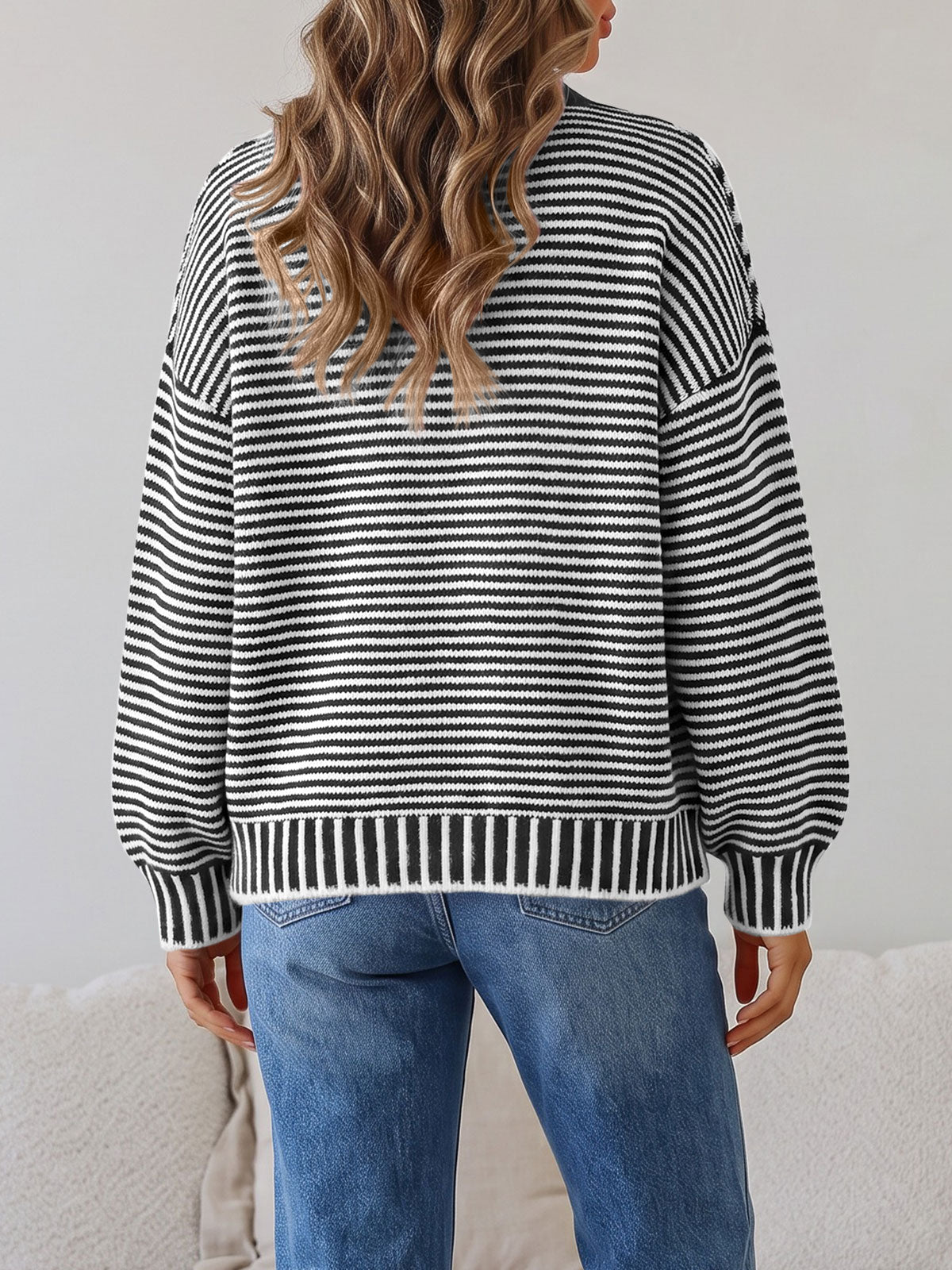 usvara Womens Striped Crew Neck Knit Sweater