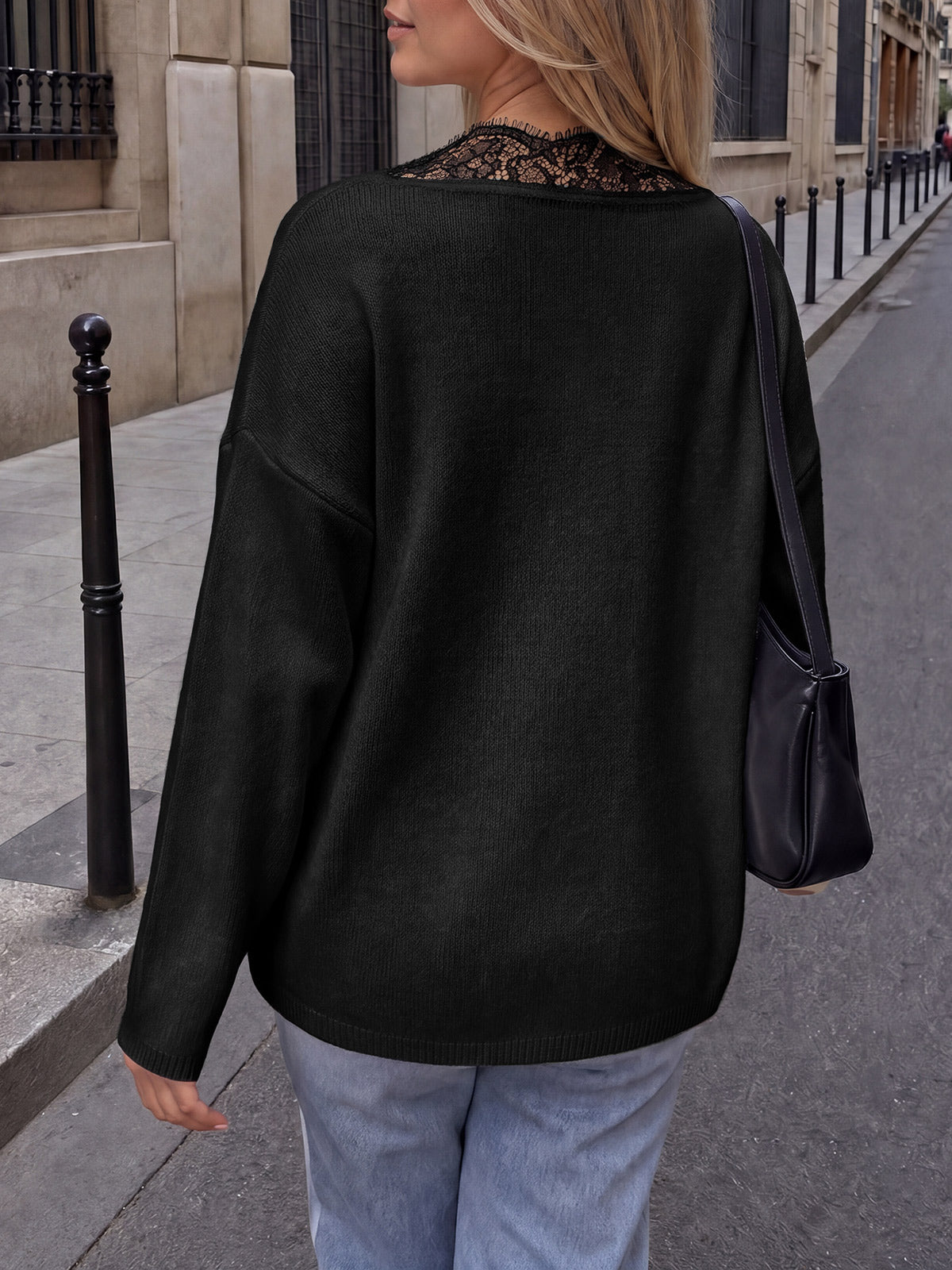 usvara Womens Lace V Neck Sweater Tops