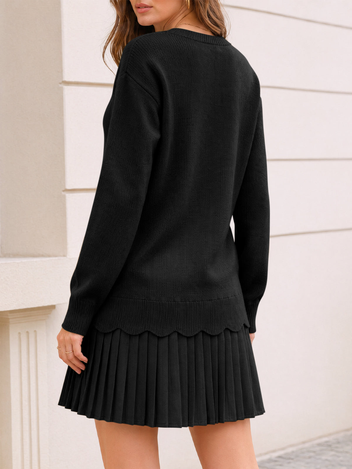 usvara Women Pleated Sweater Dress