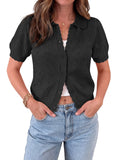 usvara Women Crochet Puff Sleeve Cardigan