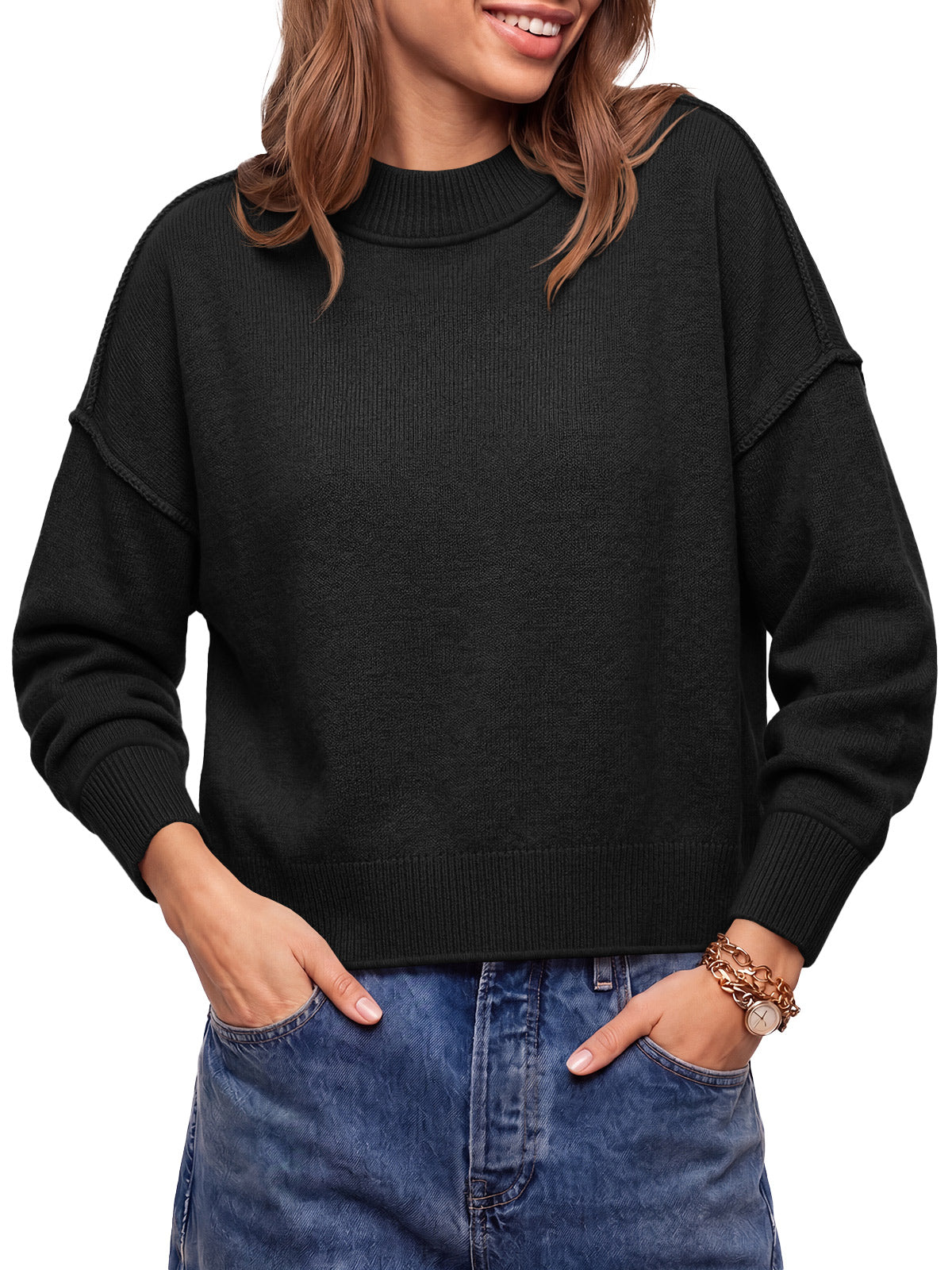 usvara Womens Cropped Knit Tops