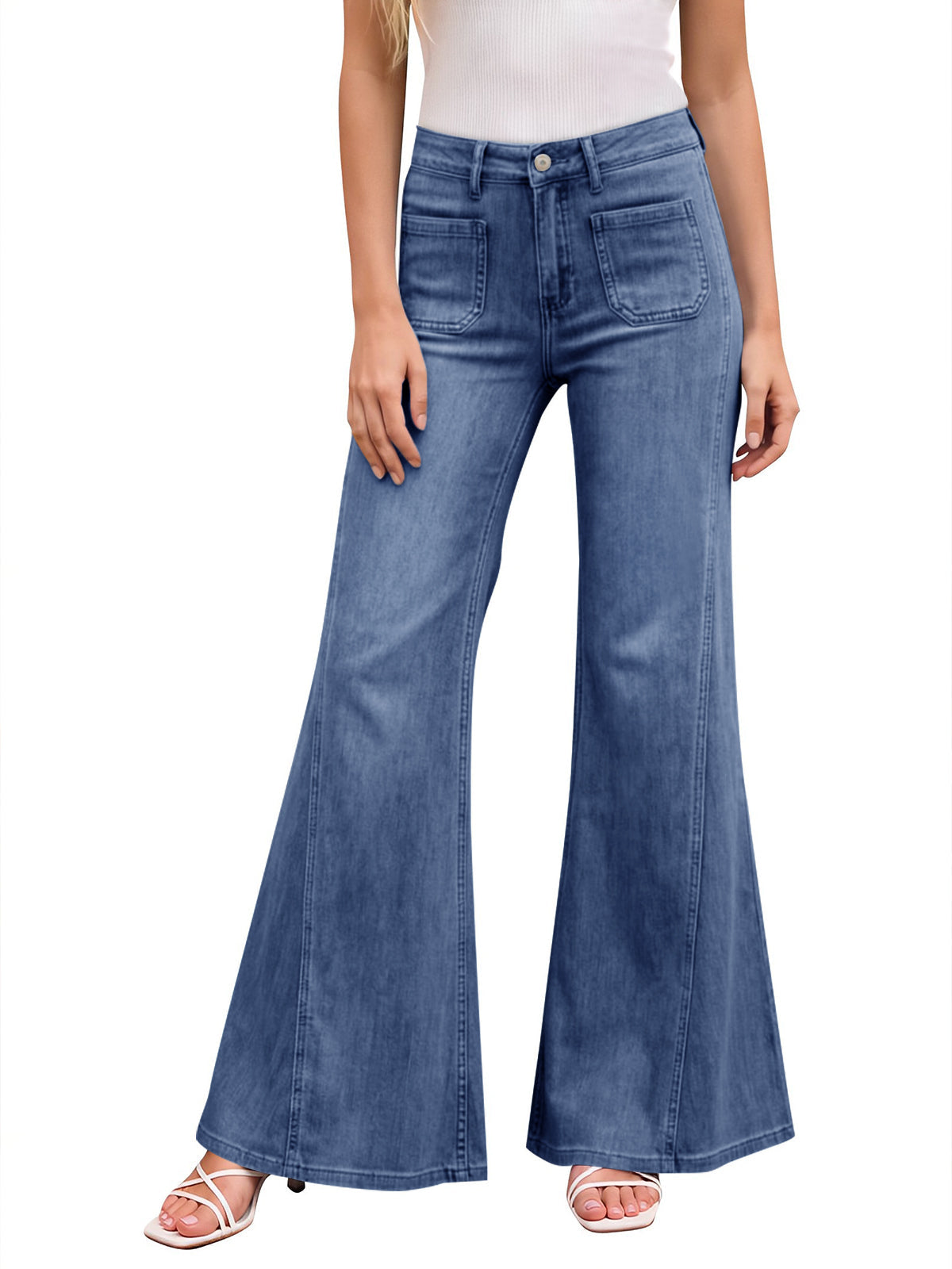 usvara Womens High Waisted Flare Jeans