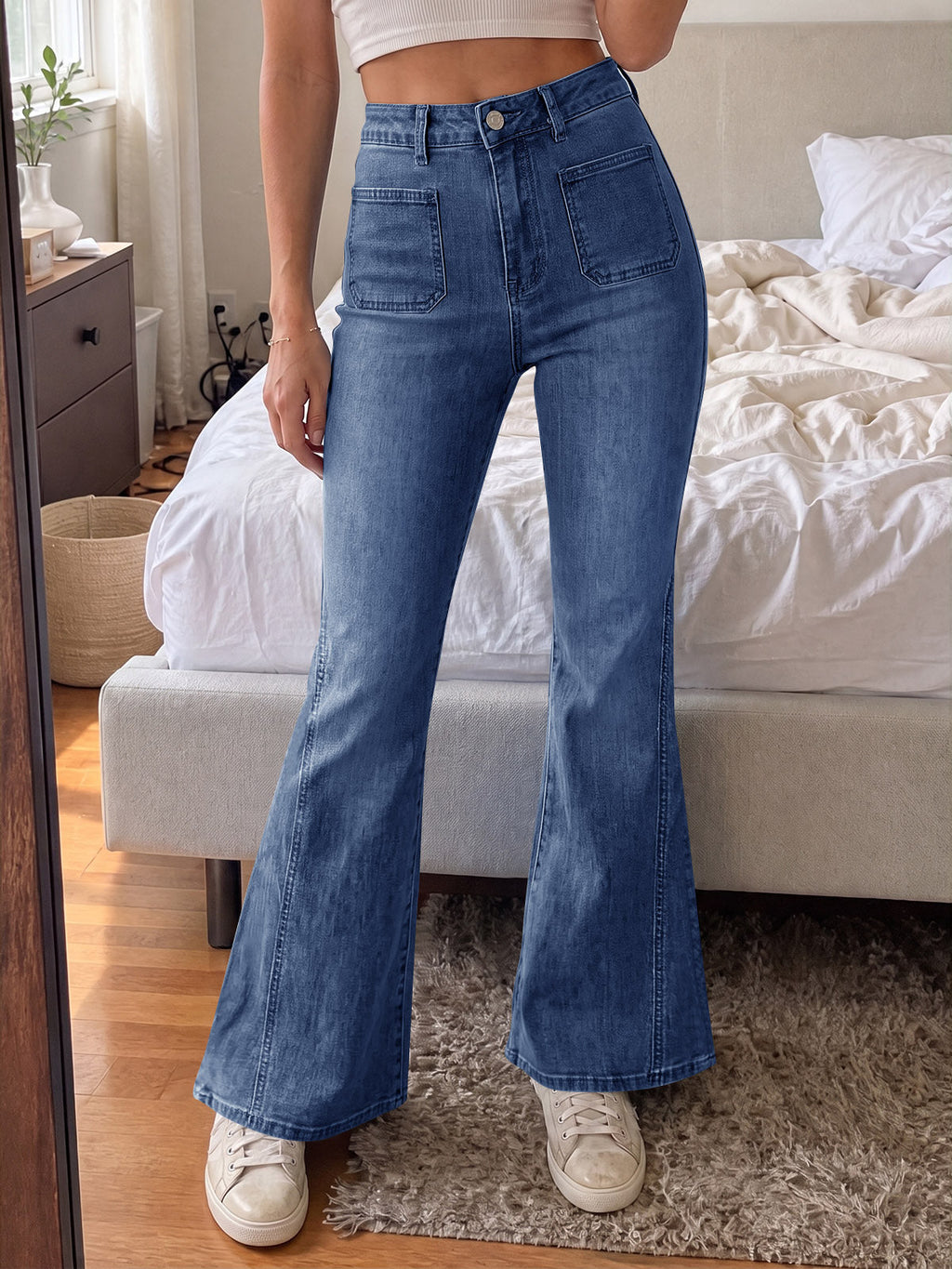 usvara Womens High Waisted Flare Jeans