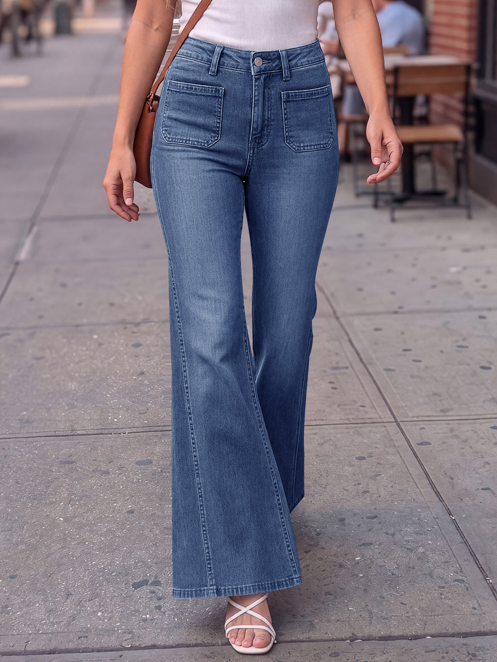 usvara Womens High Waisted Flare Jeans