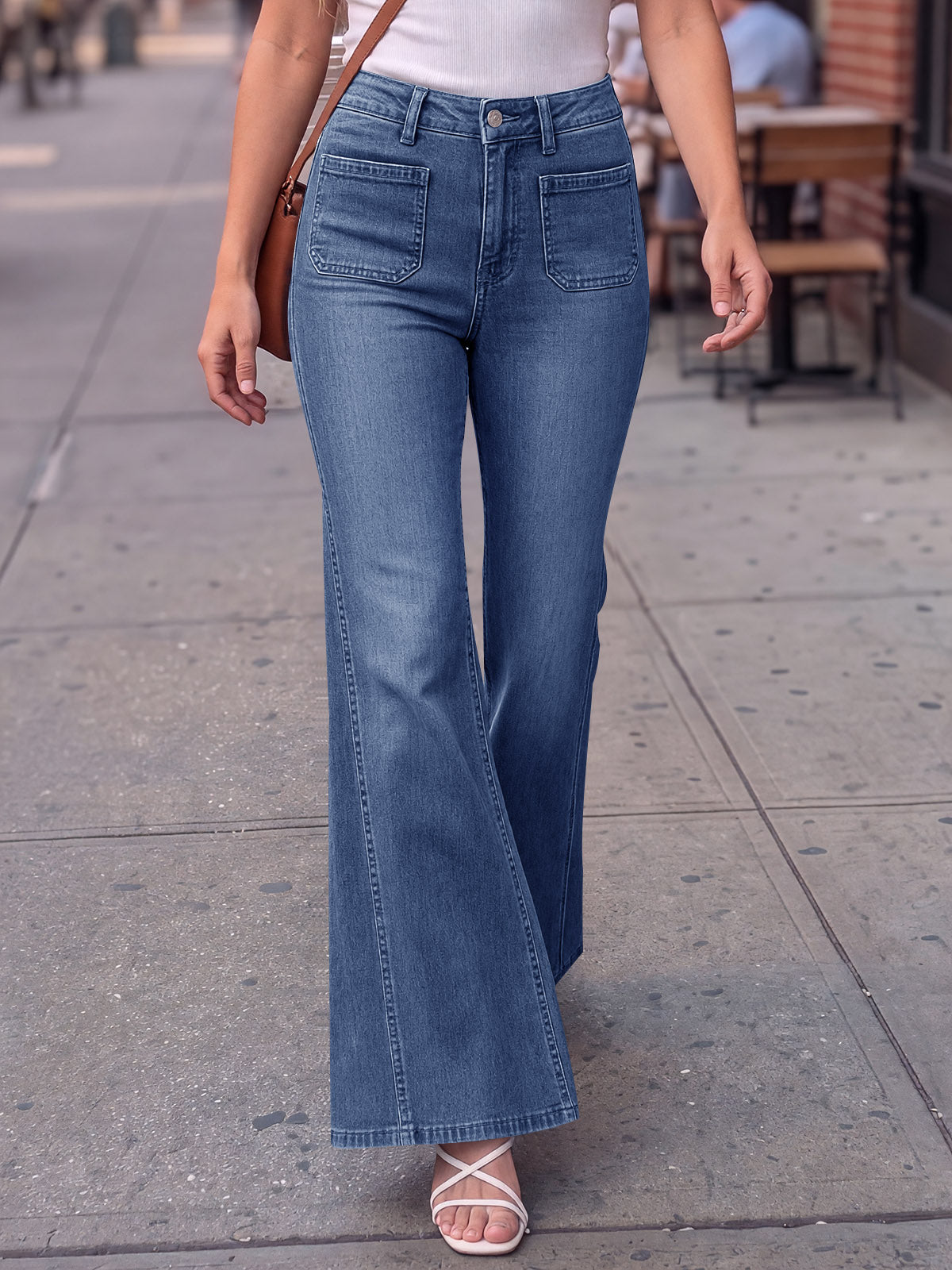 usvara Womens High Waisted Flare Jeans