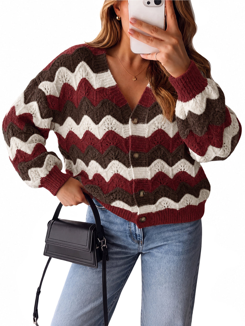usvara Women Oversized Striped Cardigan
