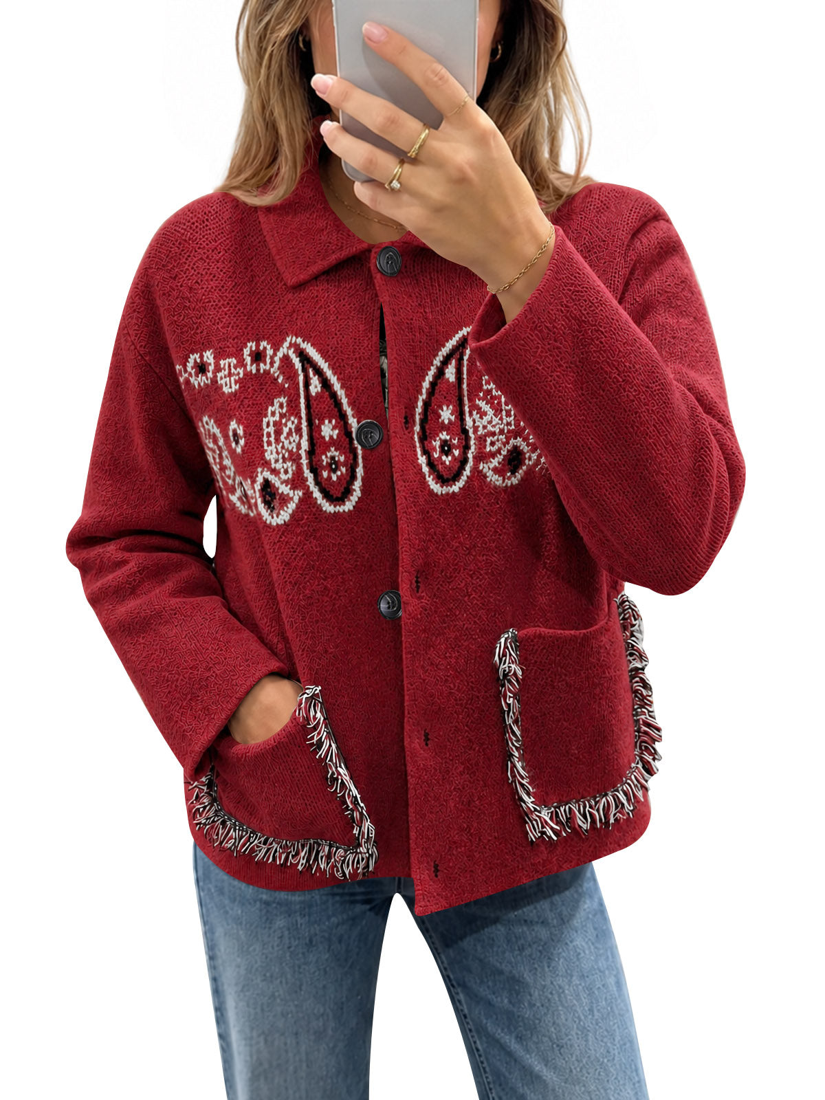 usvara Womens Boho Fringe Cardigan