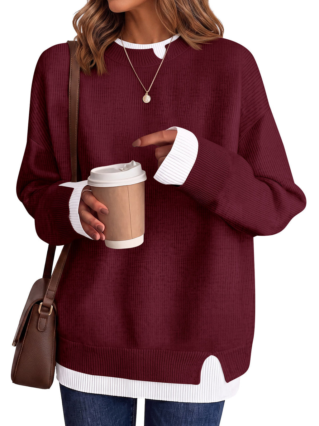 usvara Womens Fall Crewneck Pullover Sweater