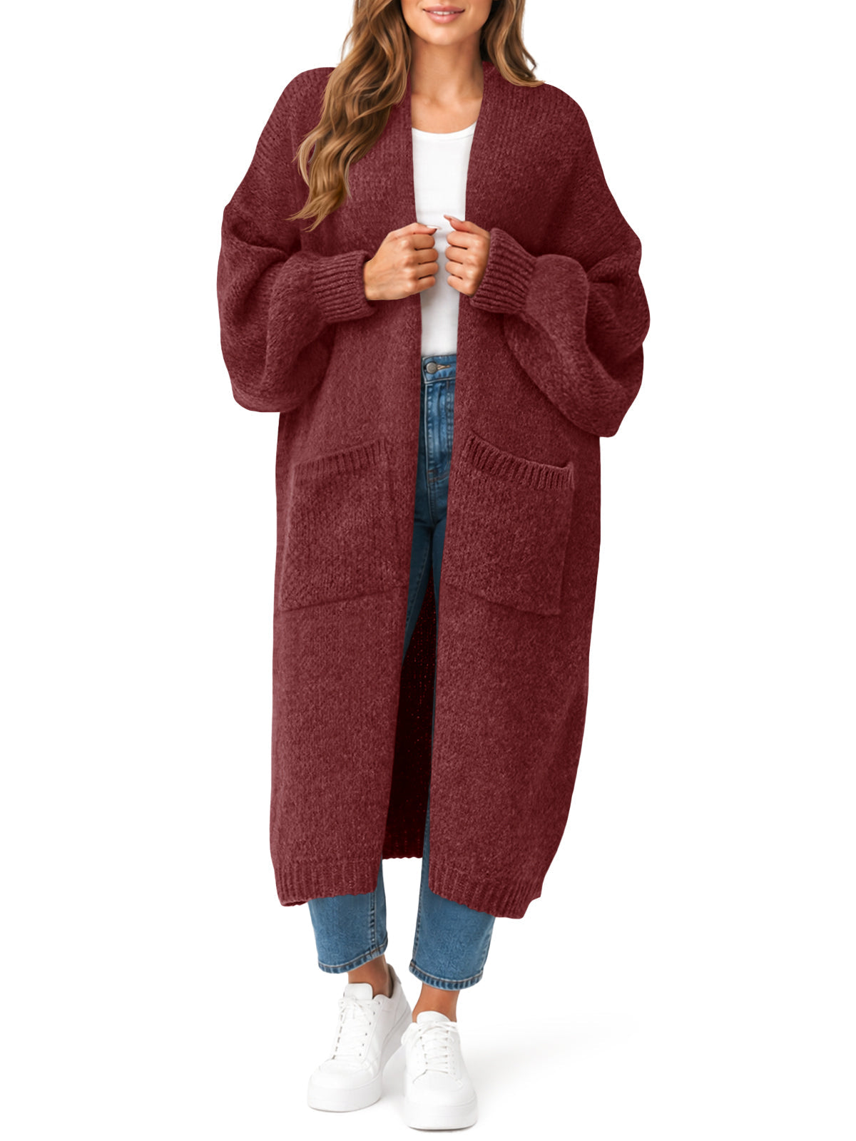 usvara Womens Oversized Open Front Cardigan