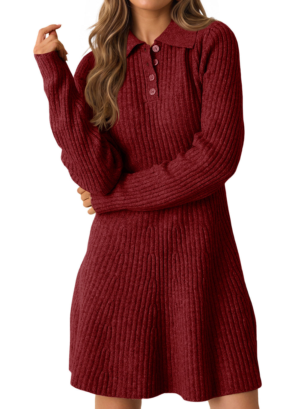 usvara Womens Ribbed Knit Sweater Dress