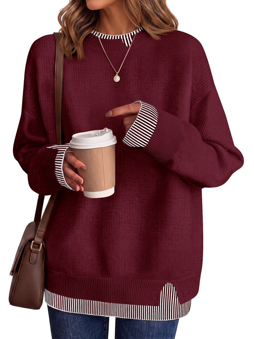 usvara Womens Crewneck Long Sleeve Sweater