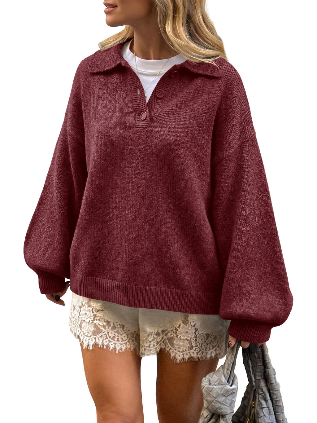 usvara Womens Polo V Neck Sweater