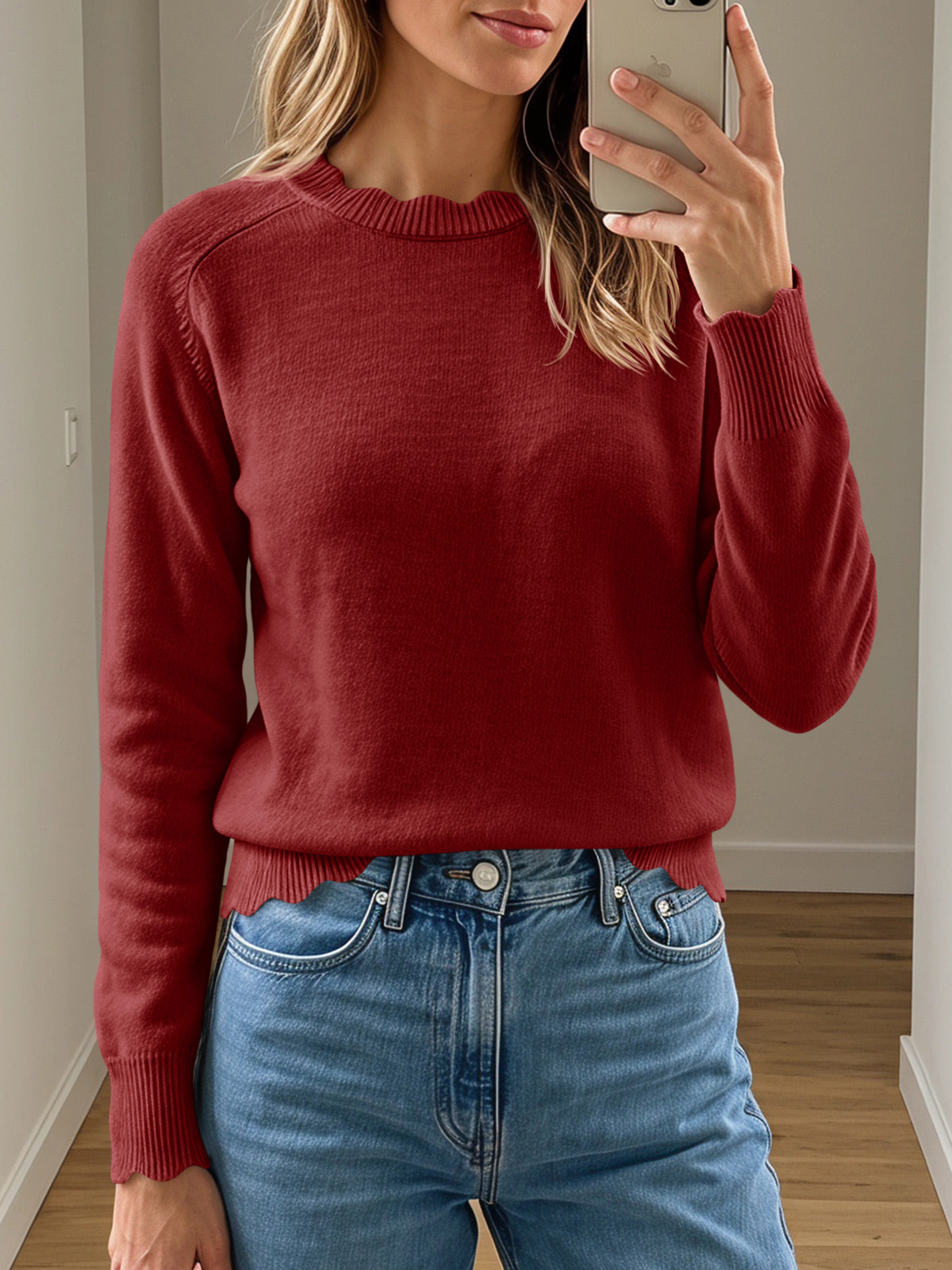 usvara Womens Long Sleeve Knit Sweater Tops