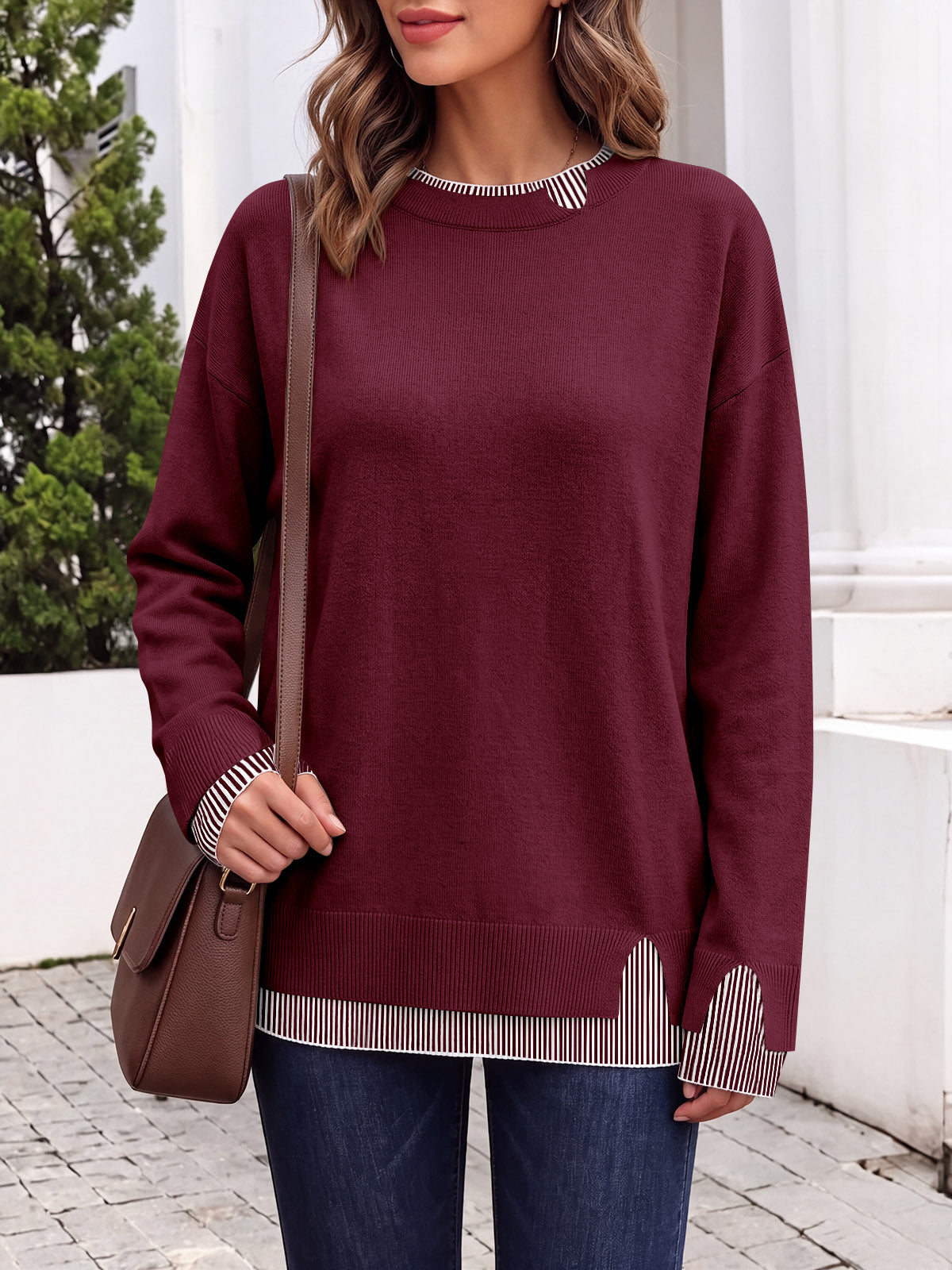 usvara Womens Crewneck Long Sleeve Sweater