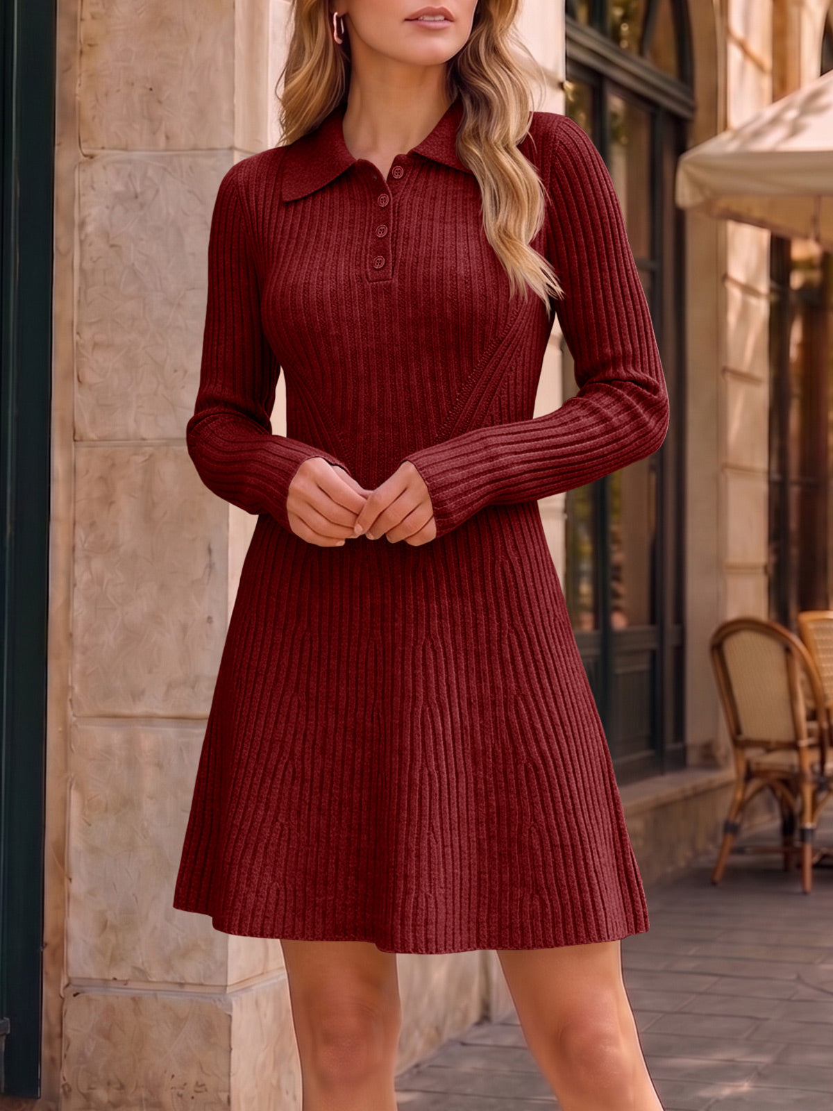 usvara Womens Ribbed Knit Sweater Dress