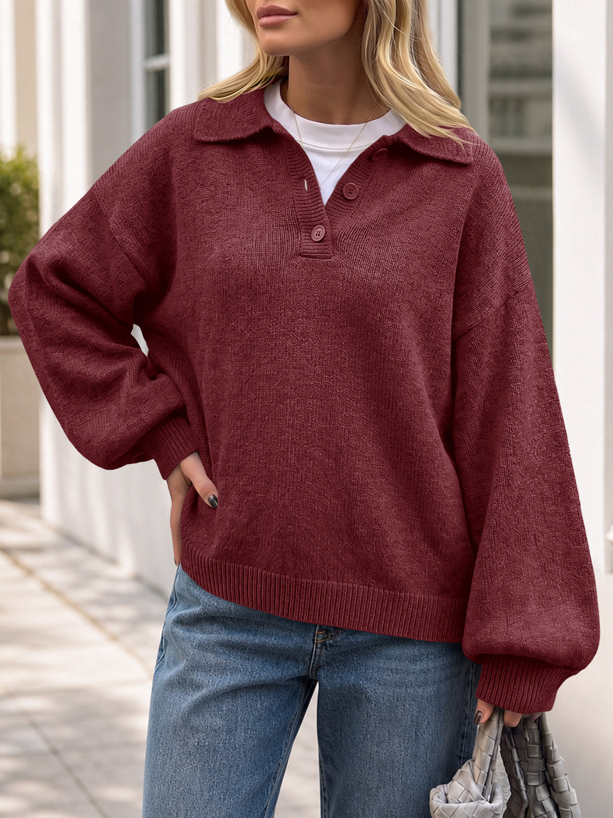usvara Womens Polo V Neck Sweater