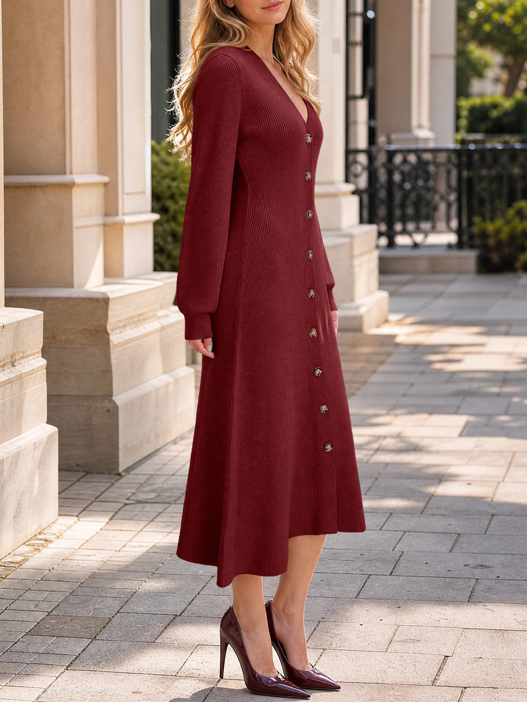 usvara Womens V Neck Sweater Dress