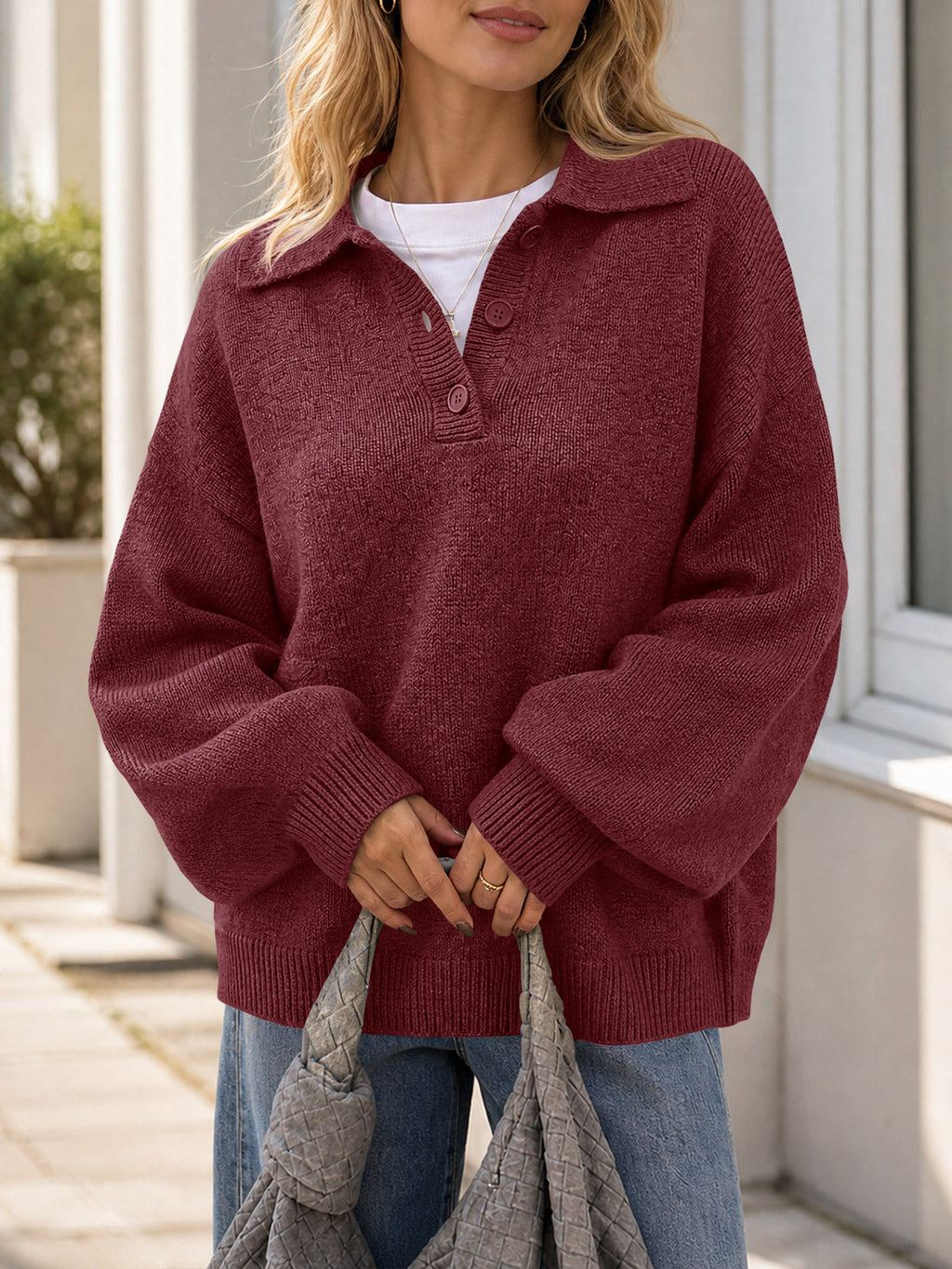 usvara Womens Polo V Neck Sweater