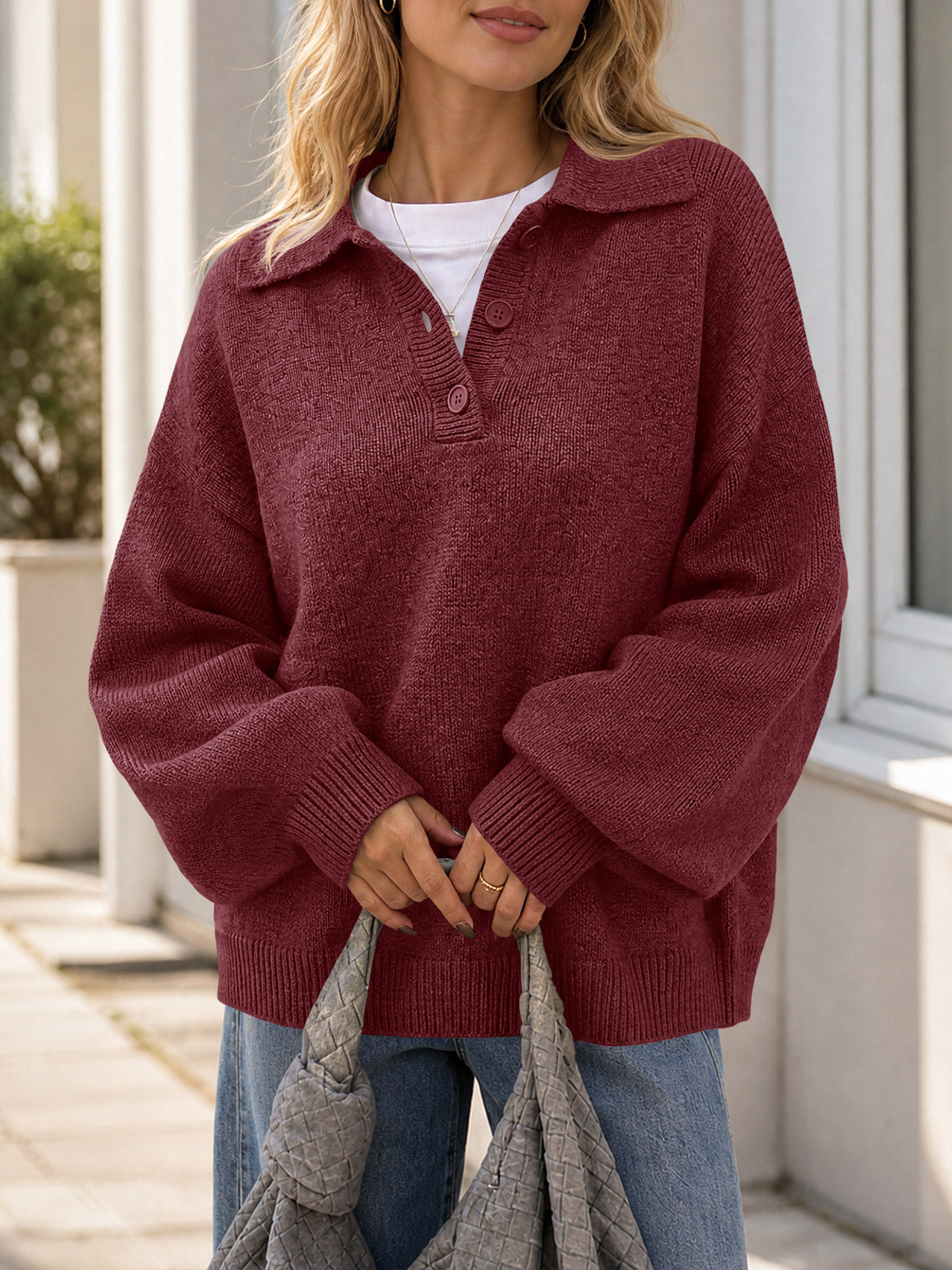 usvara Womens Polo V Neck Sweater