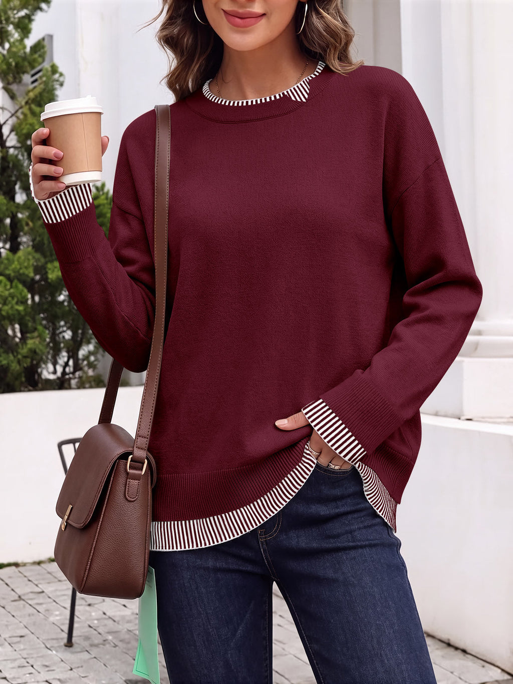 usvara Womens Crewneck Long Sleeve Sweater