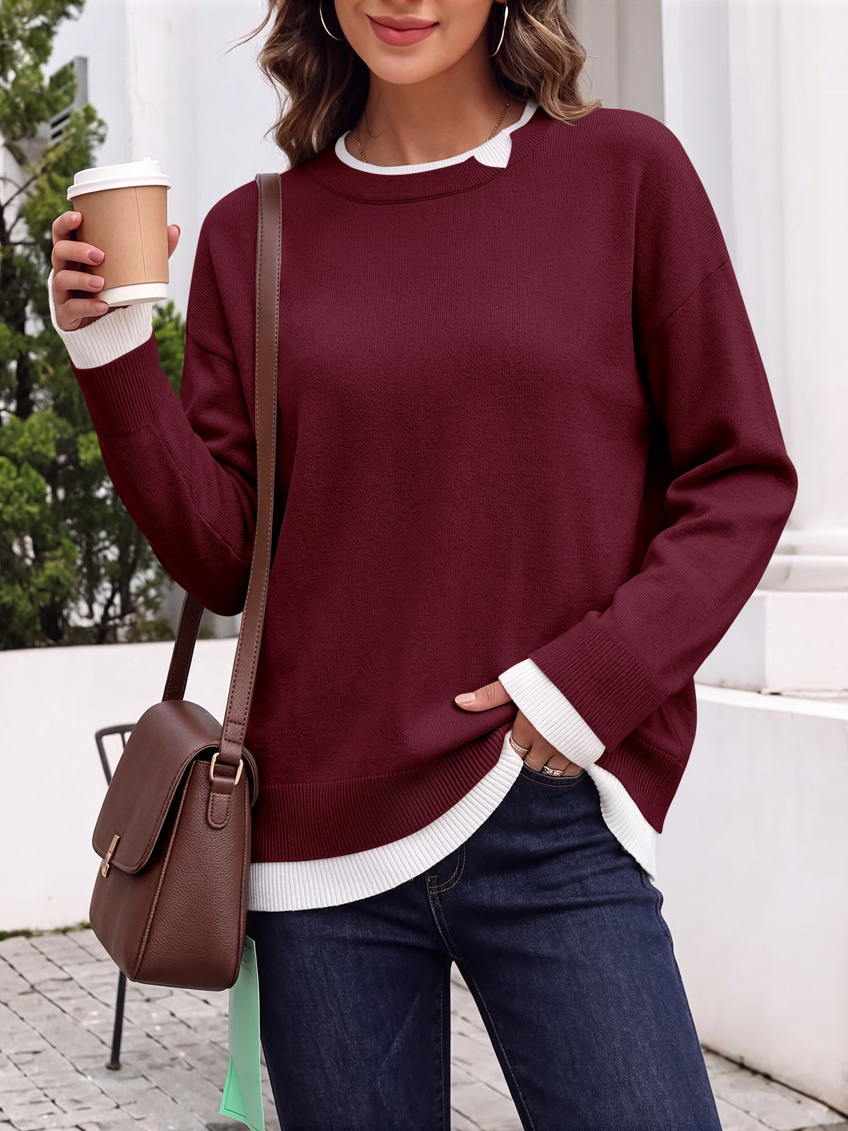 usvara Womens Fall Crewneck Pullover Sweater