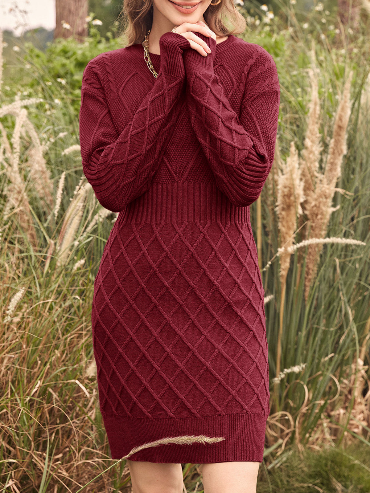 usvara Womens Bodycon Mini Sweater Dress