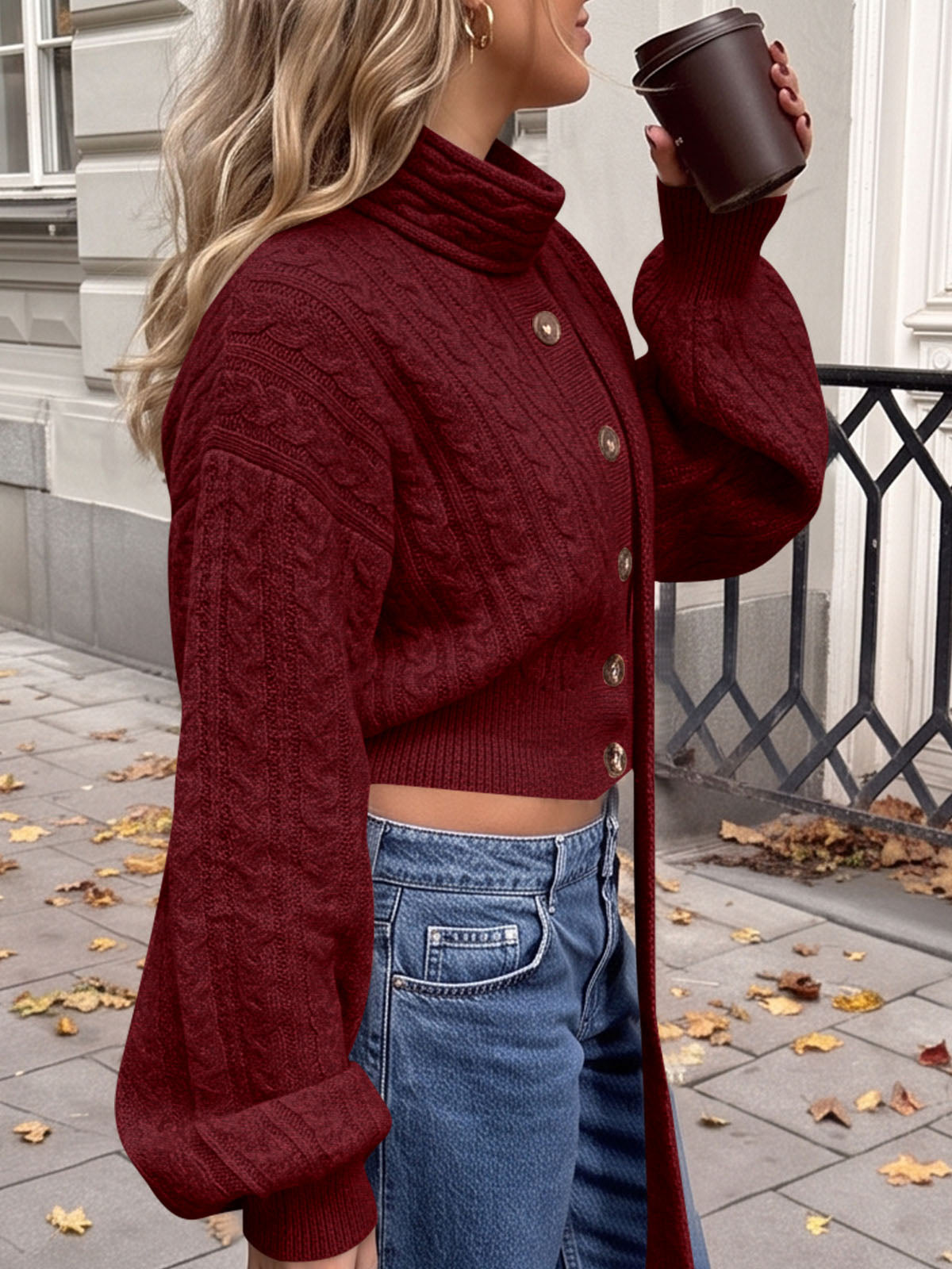 usvara Womens Cable Knit Cardigan with Scarf
