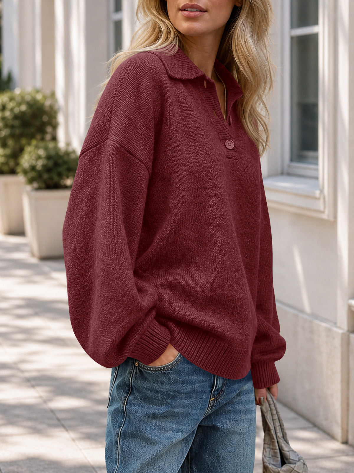 usvara Womens Polo V Neck Sweater