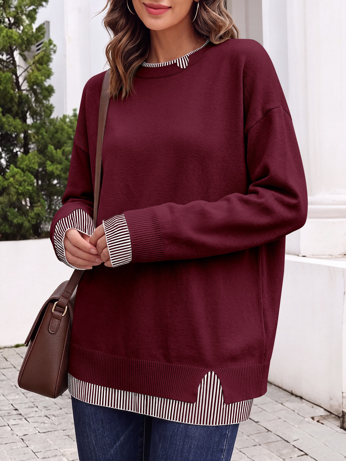 usvara Womens Crewneck Long Sleeve Sweater