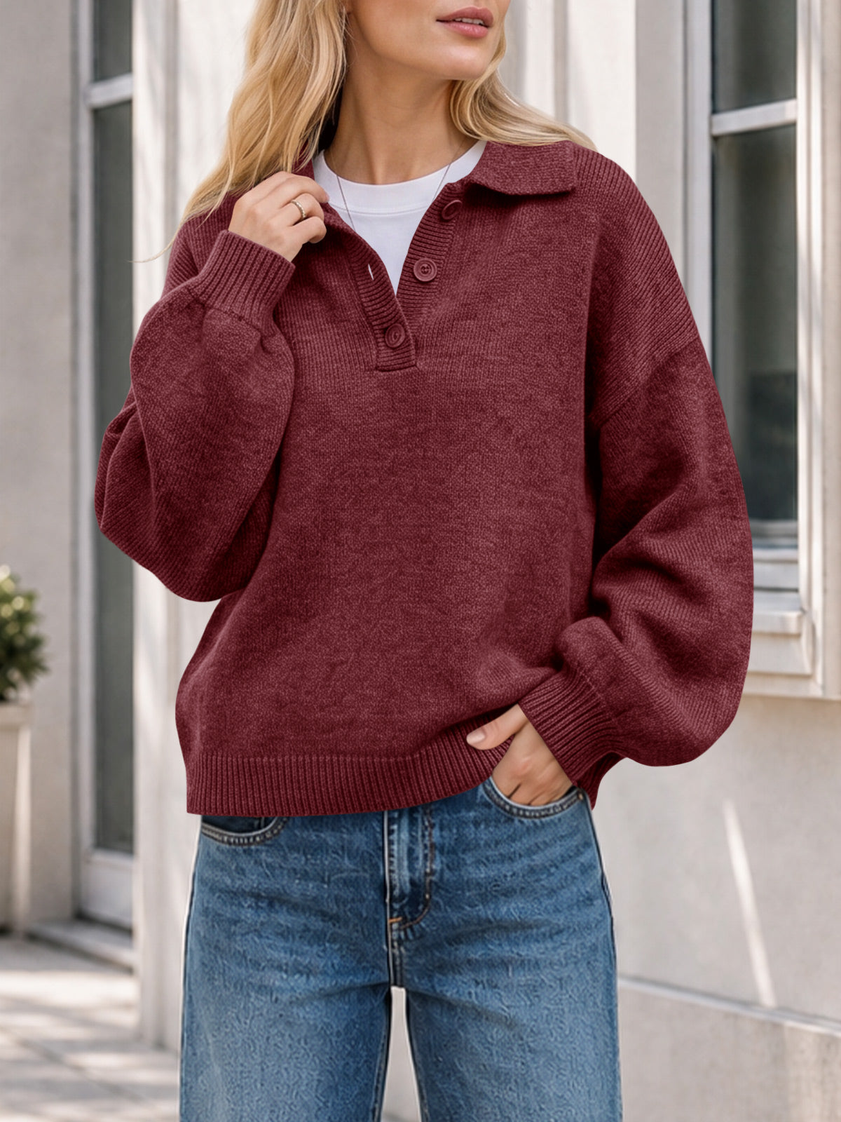 usvara Womens Polo V Neck Sweater