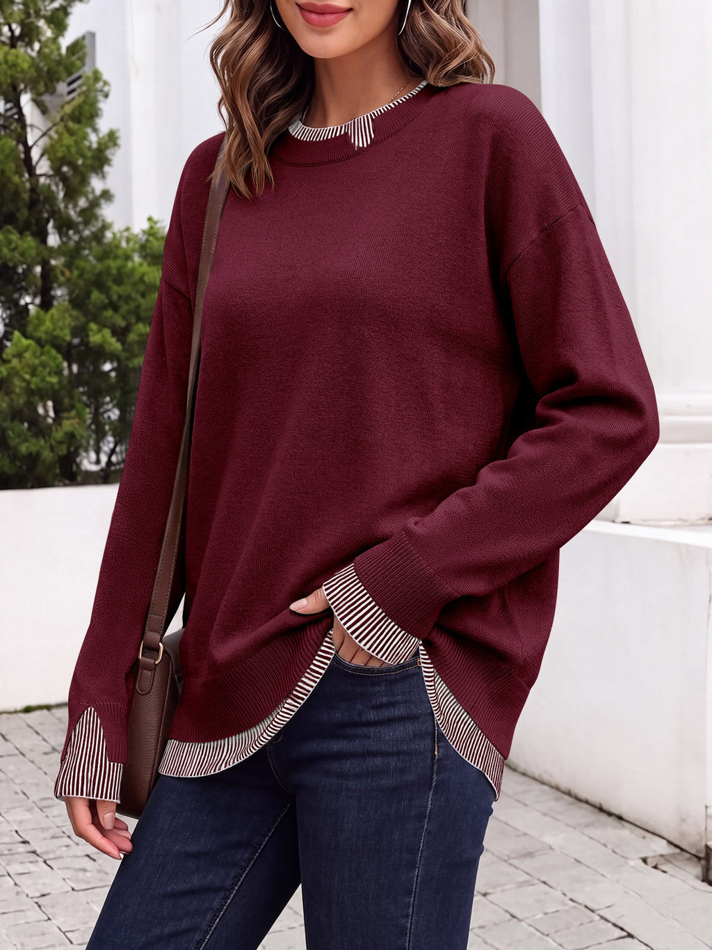usvara Womens Crewneck Long Sleeve Sweater