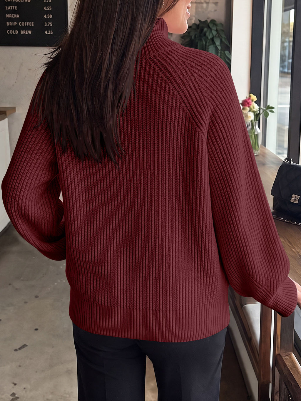 usvara Womens High Neck Oversized Knit Sweater