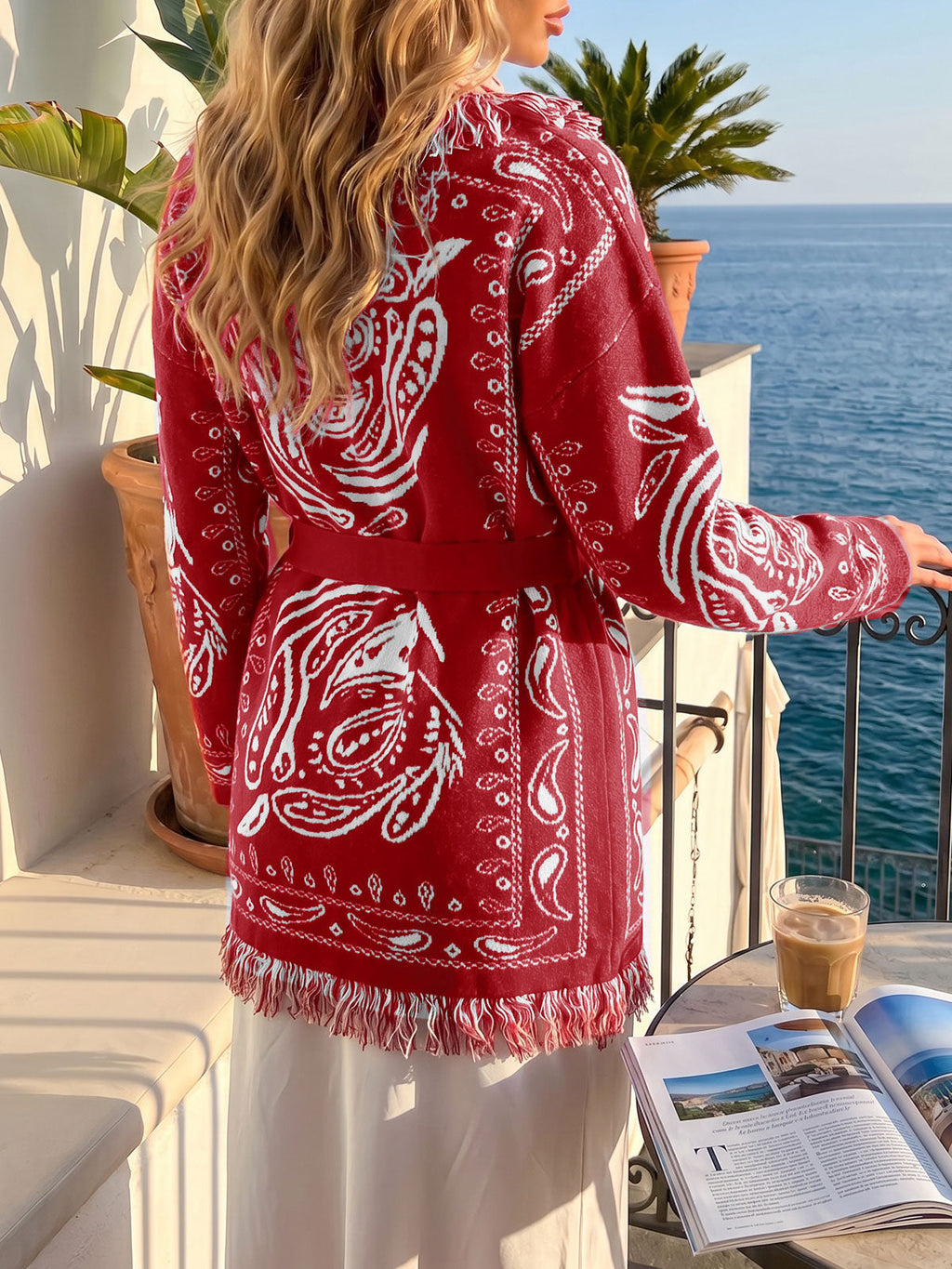 usvara Womens Tassel Knit Cardigan