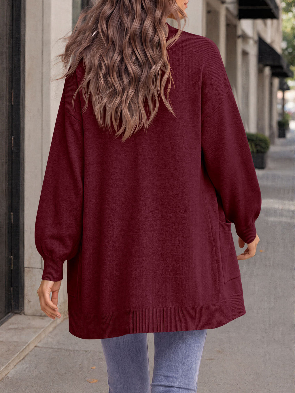 usvara Womens Oversized V Neck  Cardigan