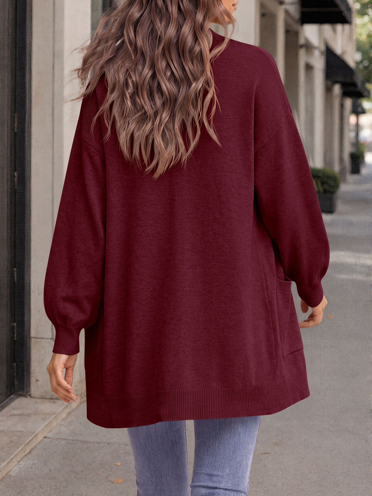 usvara Womens Oversized V Neck  Cardigan