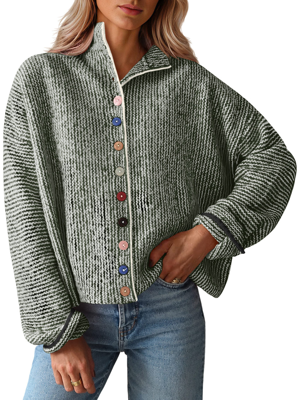 usvara Women Button Up Knit Sweater