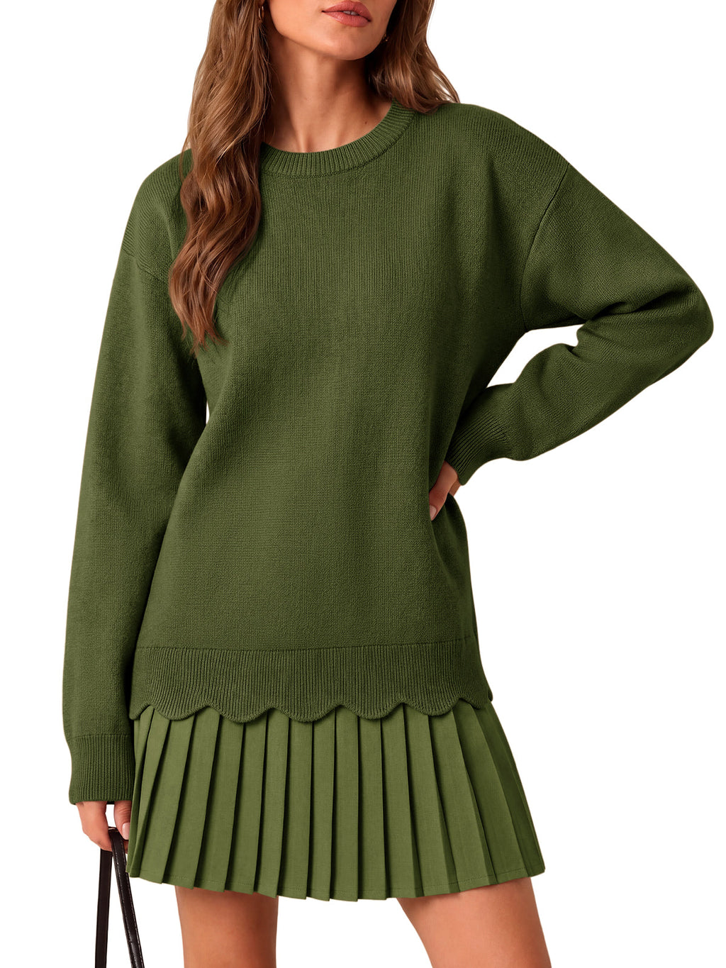 usvara Women Pleated Sweater Dress