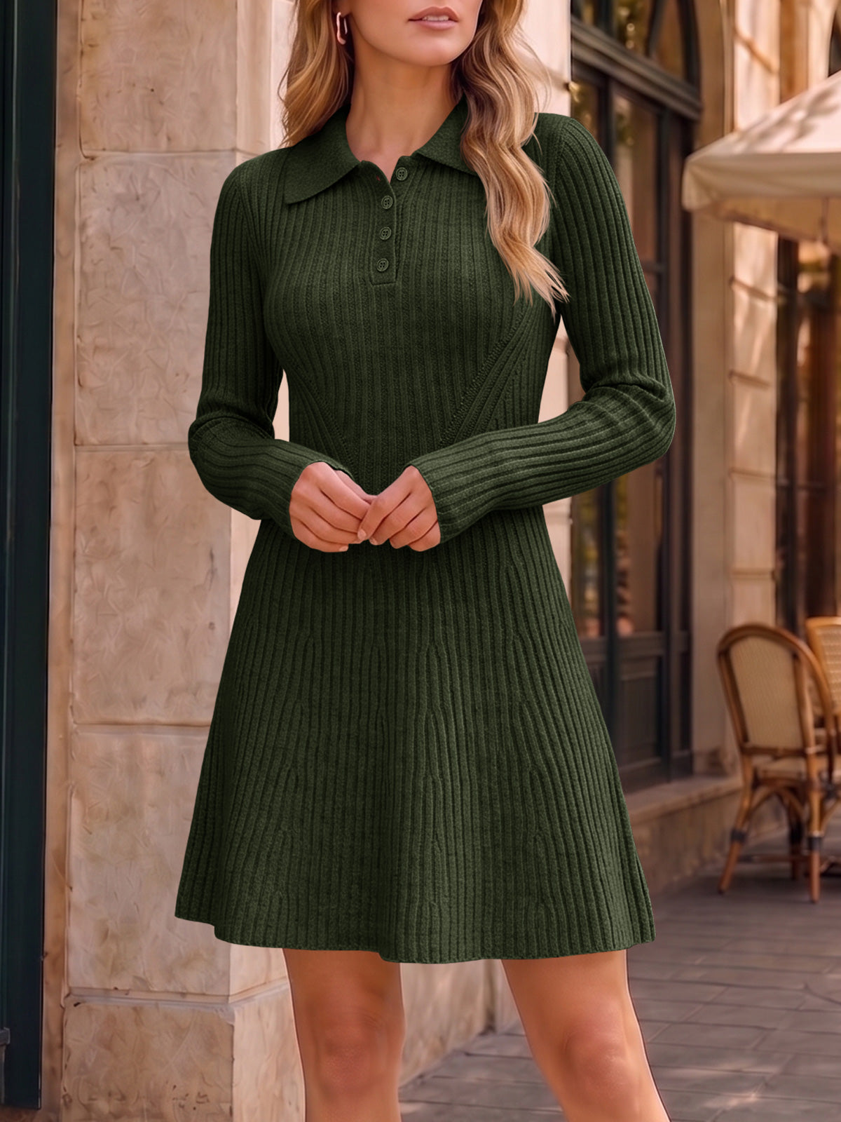 usvara Womens Ribbed Knit Sweater Dress