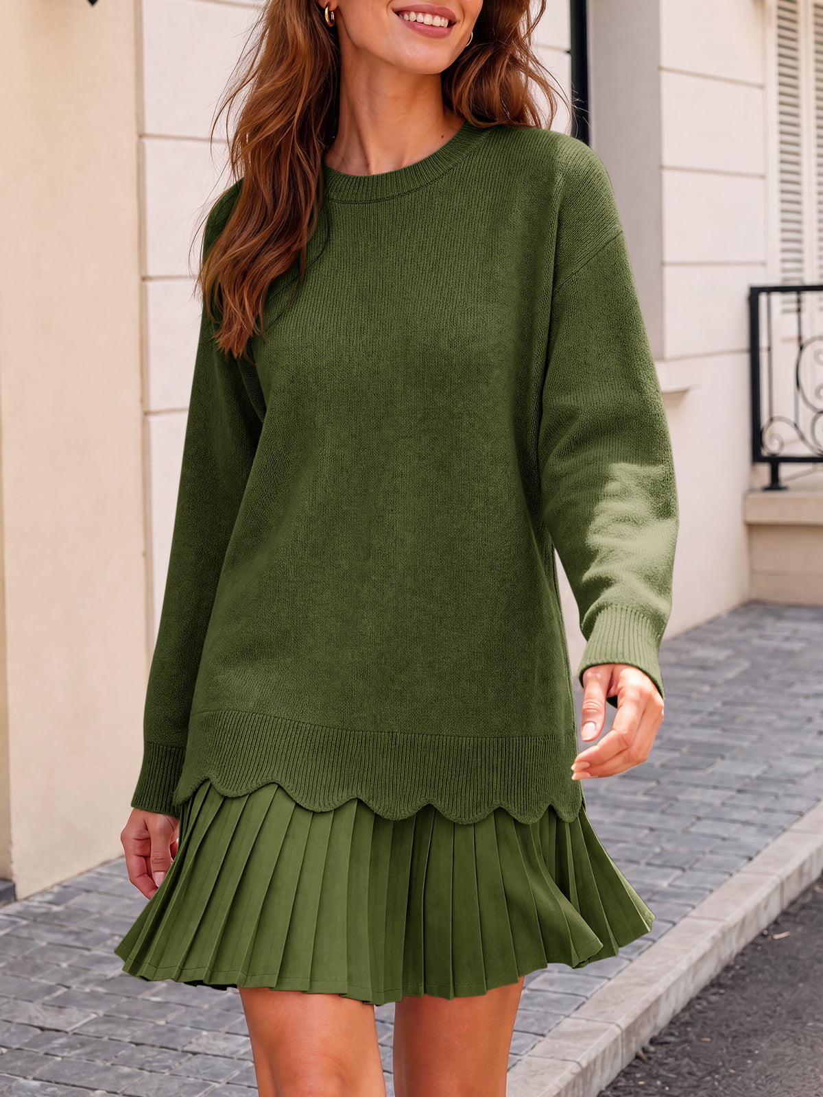 usvara Women Pleated Sweater Dress