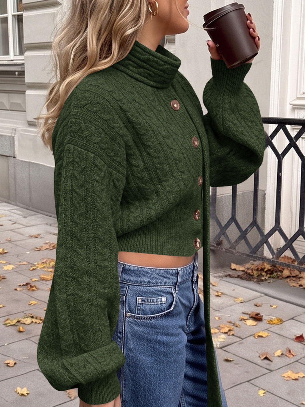 usvara Womens Cable Knit Cardigan with Scarf